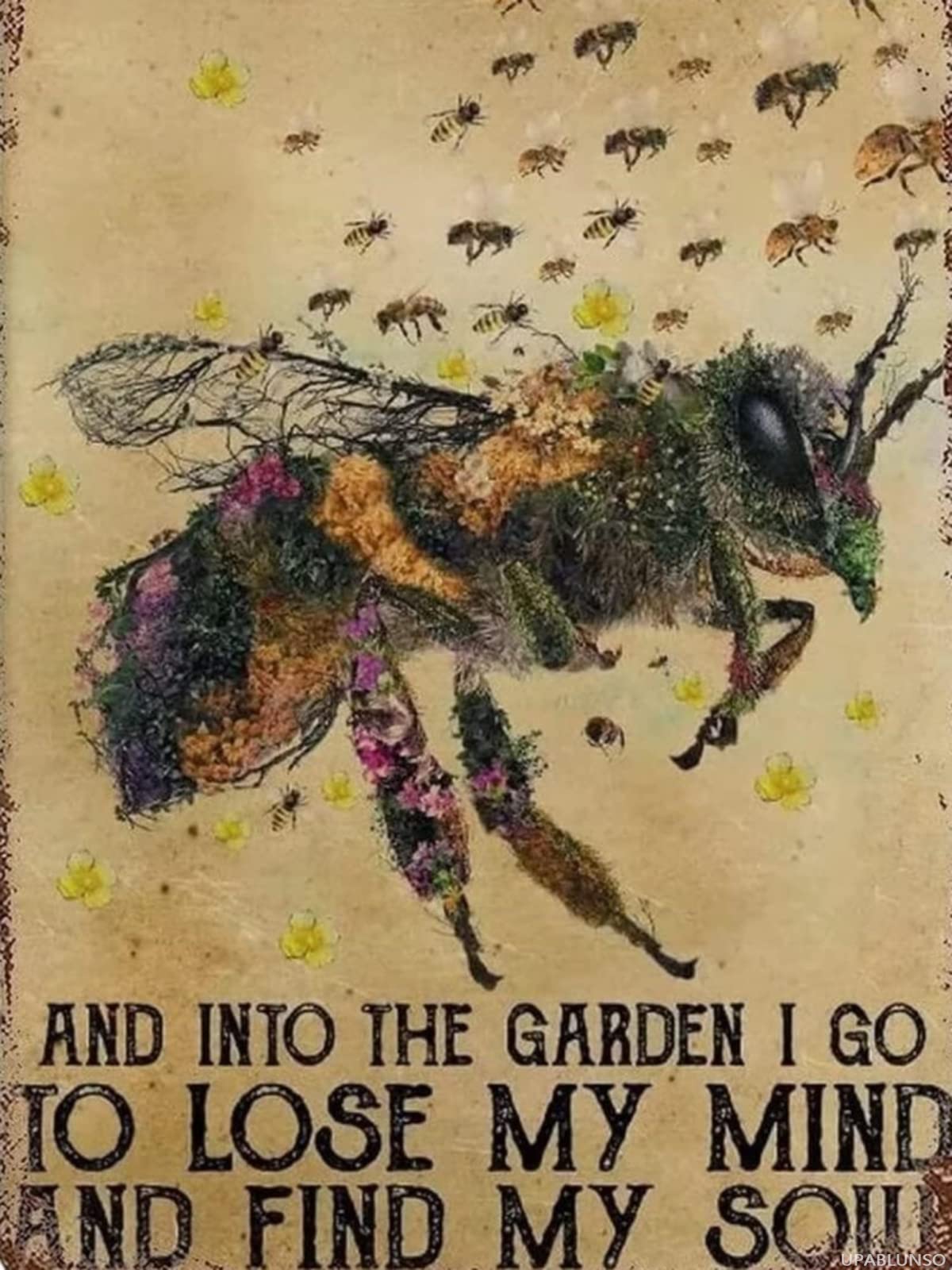 UPABLUNSO Bee Diamond Painting Kits for Adults Beginners, DIY 5D Animal Diamond Art Kits Bee Flower Diamond Painting Bees Artwork Crafts for Adults Wall Decor for Home Office 12X16 inch