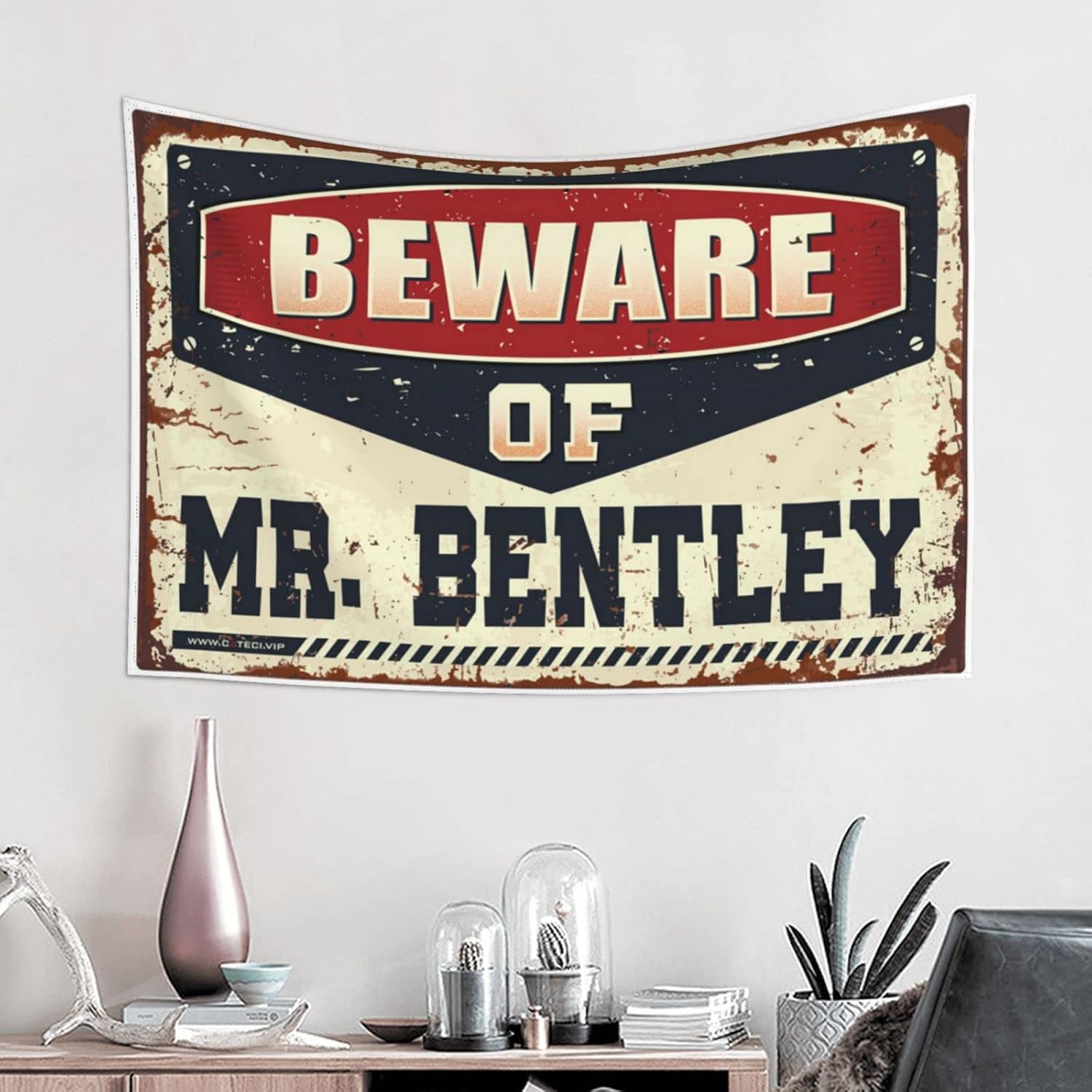 Outdoor Bar Decor Beware Of Mr. Bentley Tapestry Bedroom Decorations Bedroom Door Decor(75X100CM)