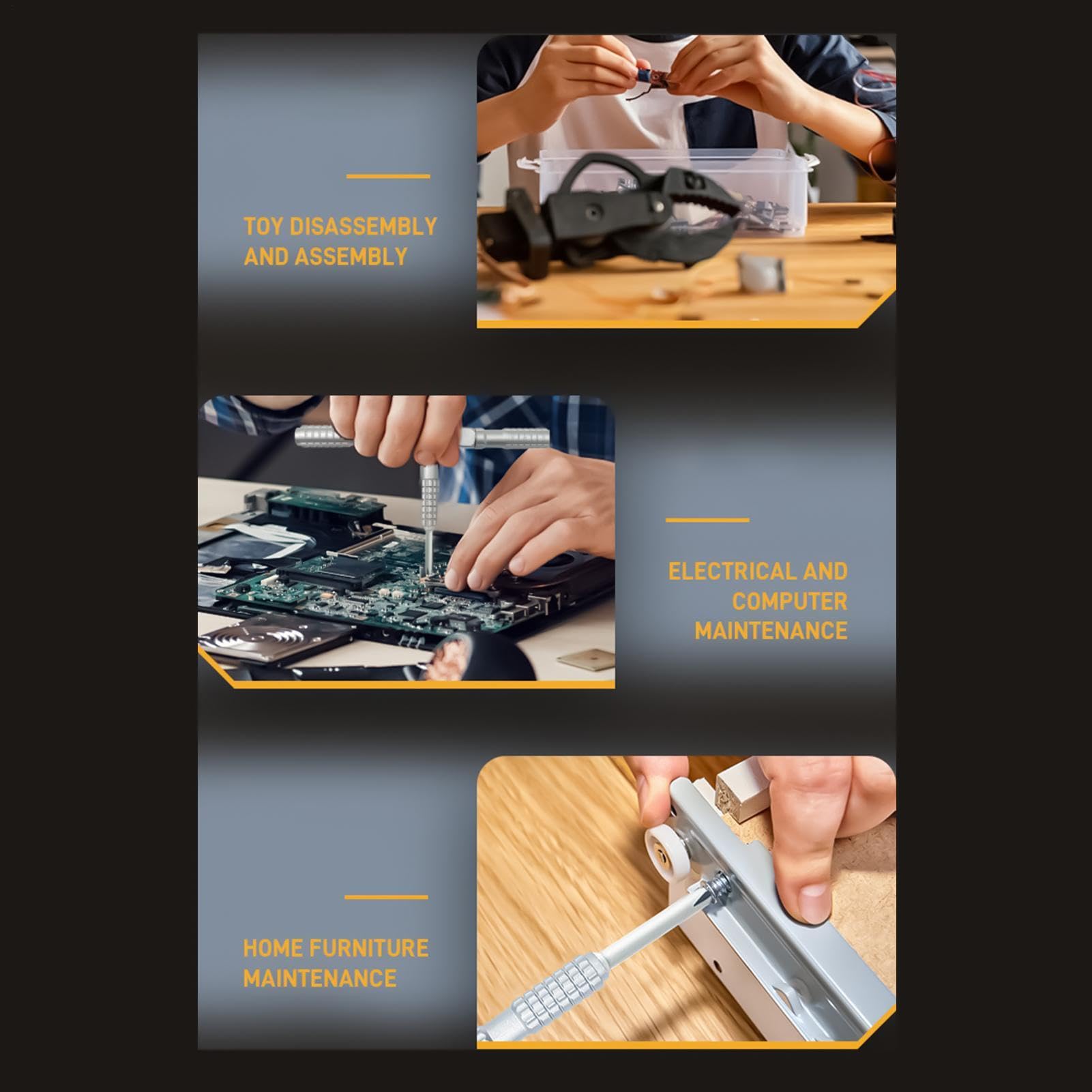 Juego de Destornillador con Trinquete Magnético Kit de Herramientas de | Mango Ergonómico para Destornillador para Hogar Garaje Electrónica Reloj Coche Electricista Hombr
