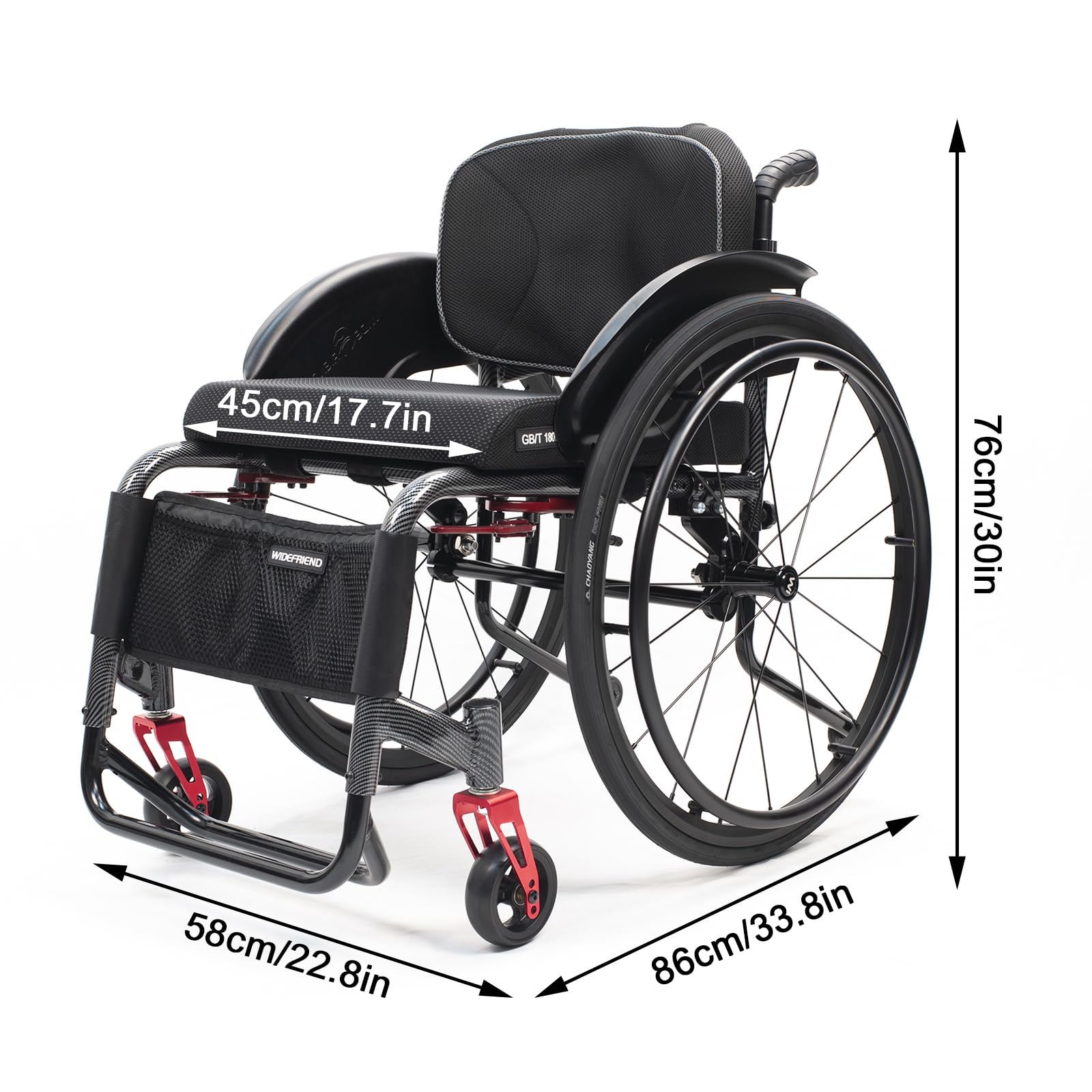 Silla De Ruedas Ligera Para Adultos,Silla De Ruedas Deportiva Todo Terreno,sillas De Ruedas Manuales Autopropulsadas,silla De Ruedas De Aleación De Aluminio,Freno manual(Seat width 45cm/17.7 inches,A)