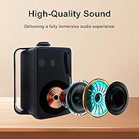 Vista 3 de STUDIOFINIX Altavoces Bluetooth de 3.5 Pulgadas para Exteriores Impermeables con Cable, Altavoces de 3 Vías de 200W de Montaje en Pared Premium