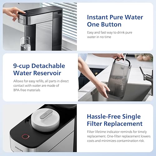 Miniatura 3 de Filtro de agua de ósmosis inversa para encimera, PHILIPS 31 puro a drenaje, sistema de filtración de agua 5 en 1, dispensador purificador con