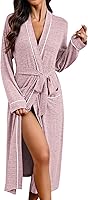 Ekouaer Women's Long Kimono Robe - Lightweight Soft Knit Bathrobe for Lounge & Sleepwear, S-3XL