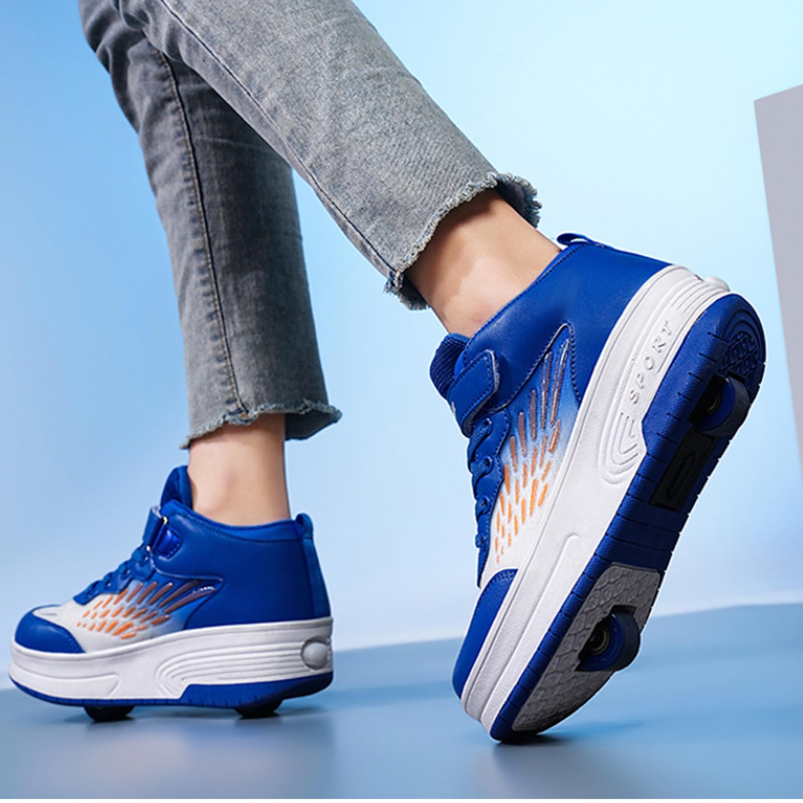 Hixingo Chaussure a Roulette pour Fille Garçons, Chaussures a roulettes avec Roues Chaussures de Skateboard, Patins à roulettes Maille Respirante, Crochet et Boucle Basket à roulettes