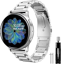 Galaxy Watch Active/Active 2 Band 40mm 44mm/Galaxy Watch 4/4 Classic/Watch 5/5 Pro Stainless Steel Metal Strap for Galaxy Watch 3 41mm/Watch 42mm/Gear
