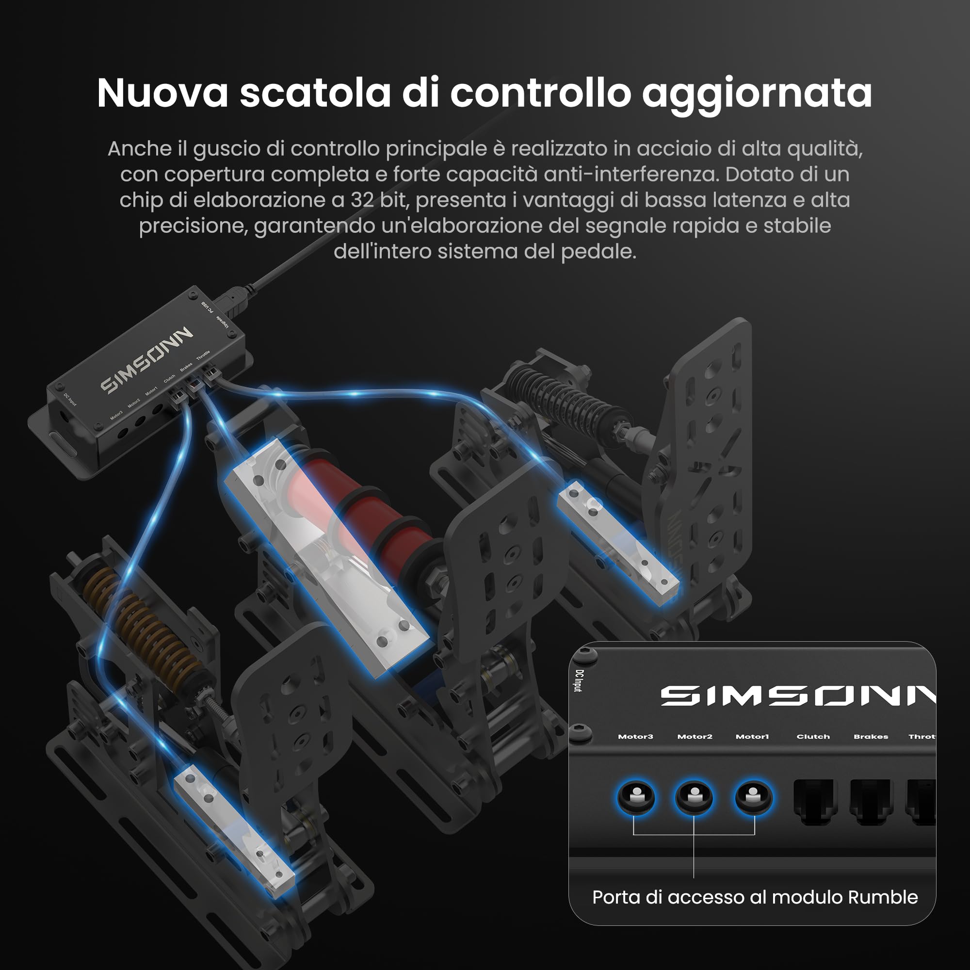 SIMSONN Plus X Sim Racing Pedals Pedales de simulación de carreras celda de carga PC HE Pedal hidráulicos negro (PLUS X BLACK P3-H3-Plate)