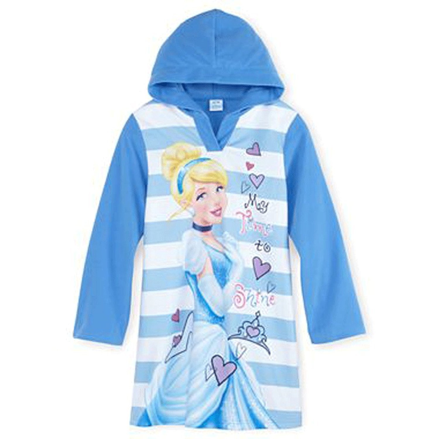 Disney Cinderella Girls Hooded Microfleece My Time To Shine Camicia da Notte (4)