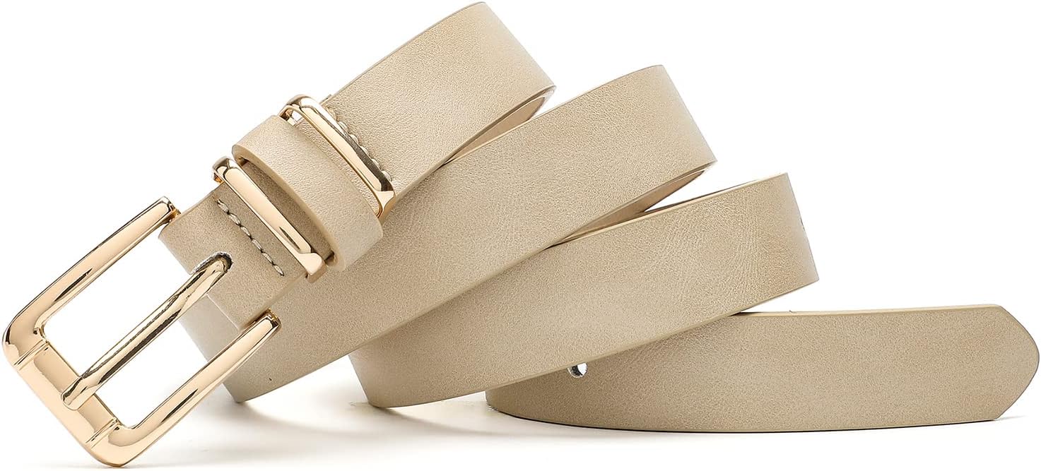 Women Waist Belts for Dresses Thin Black Skinny Leather Belts with Gold Pin Buckle - Image 6