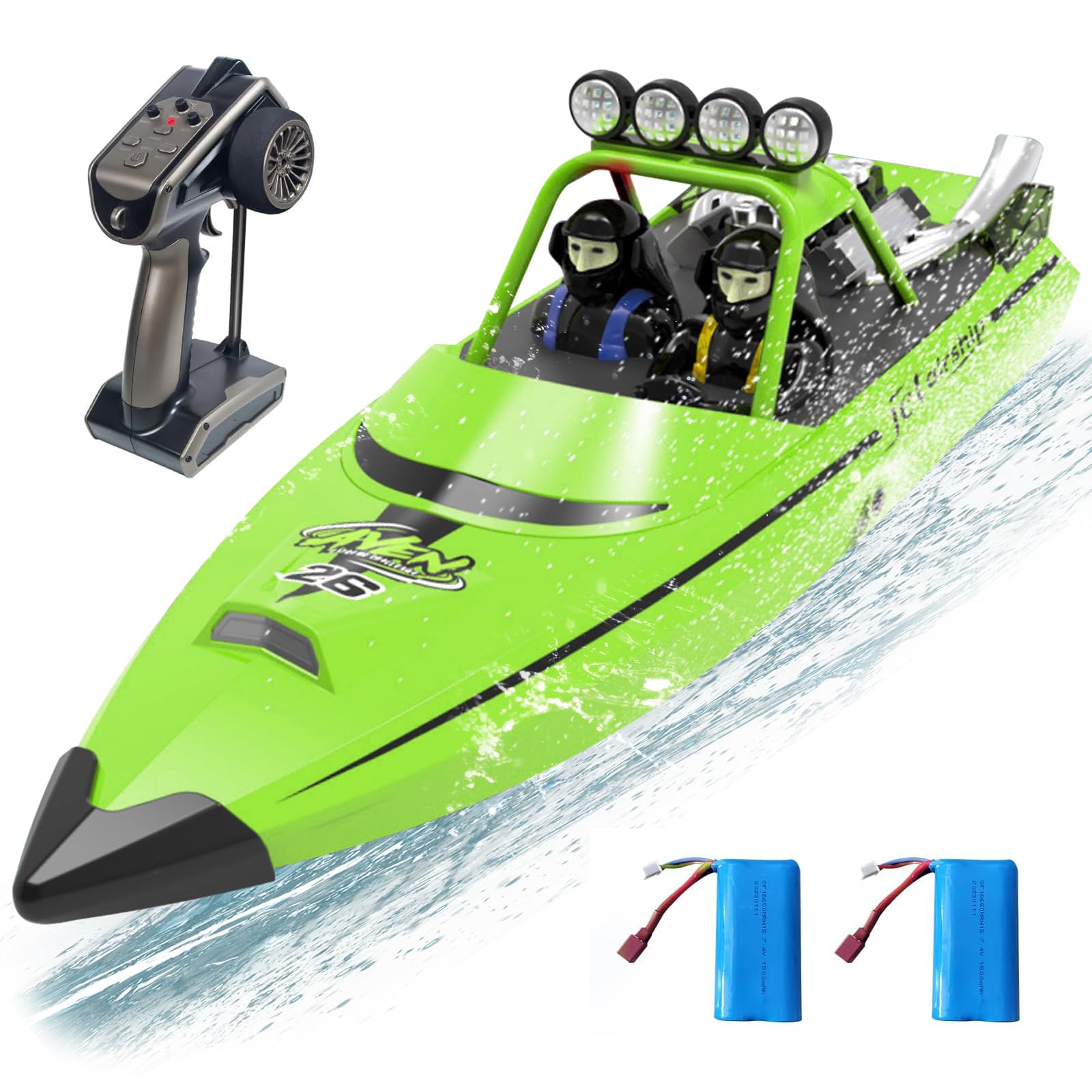 ARRIS Fast RC Jet Boat with Self-Righting Water Jet Pump RTR | 20MPH Speed, Two Batteries, Weedless Design, Shallow Water Ready, Waterproof Hull