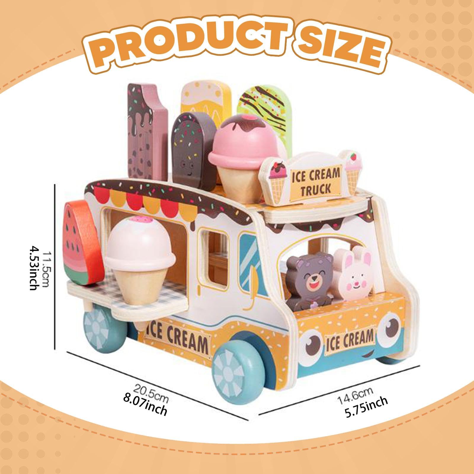 MagiDeal Camión de Helados de Juguete para Juegos de imitación, Desarrollo de Habilidades, Juego de rol imaginativo para niños y niñas en Edad Preescolar.