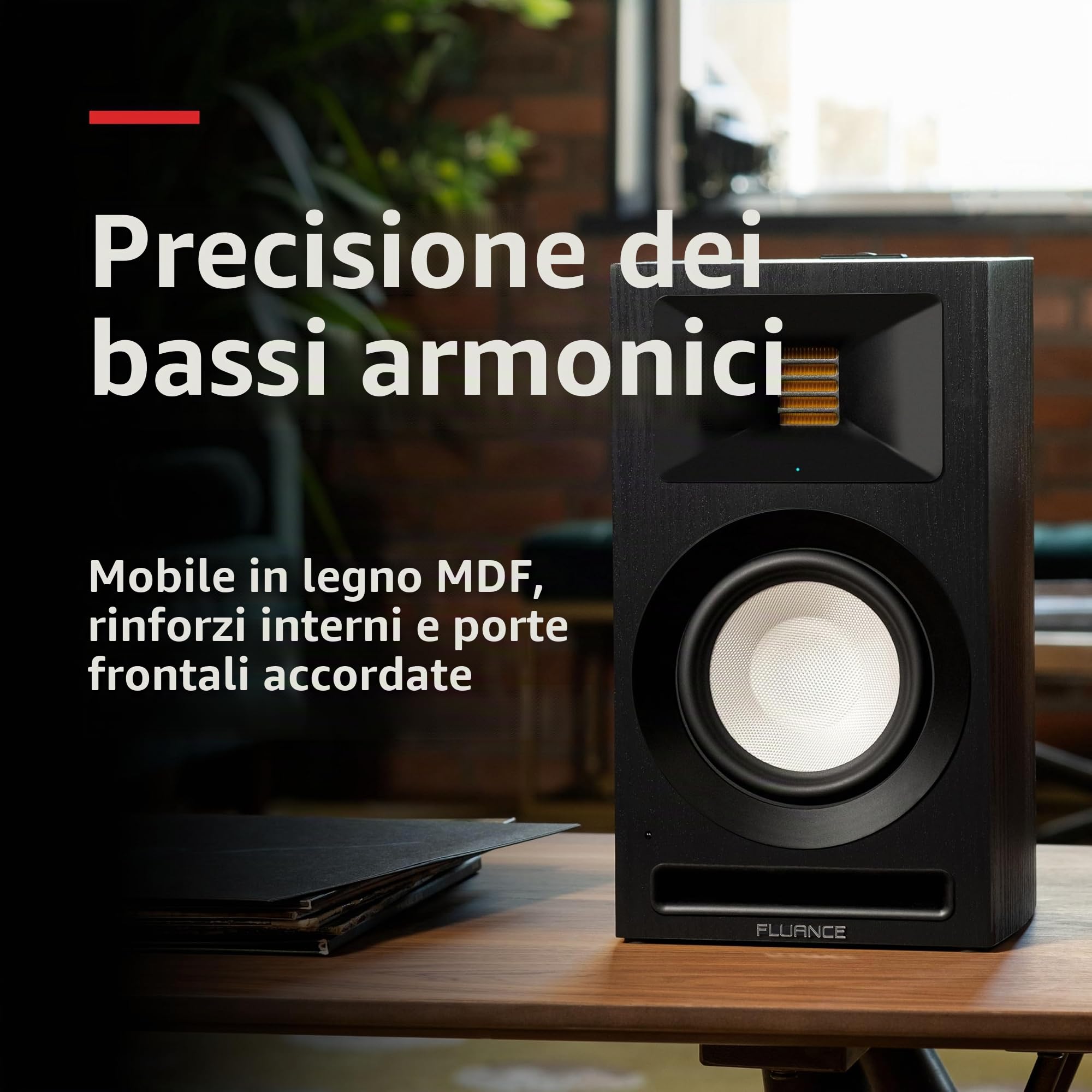 Fluance Ri71 - Altoparlanti stereo da scaffale Reference alimentati con tweeter AMT ad alte prestazioni, driver da 5", amplificatore da 120 W per musica, giradischi, TV, PC - HDMI, Bluetooth, RCA e
