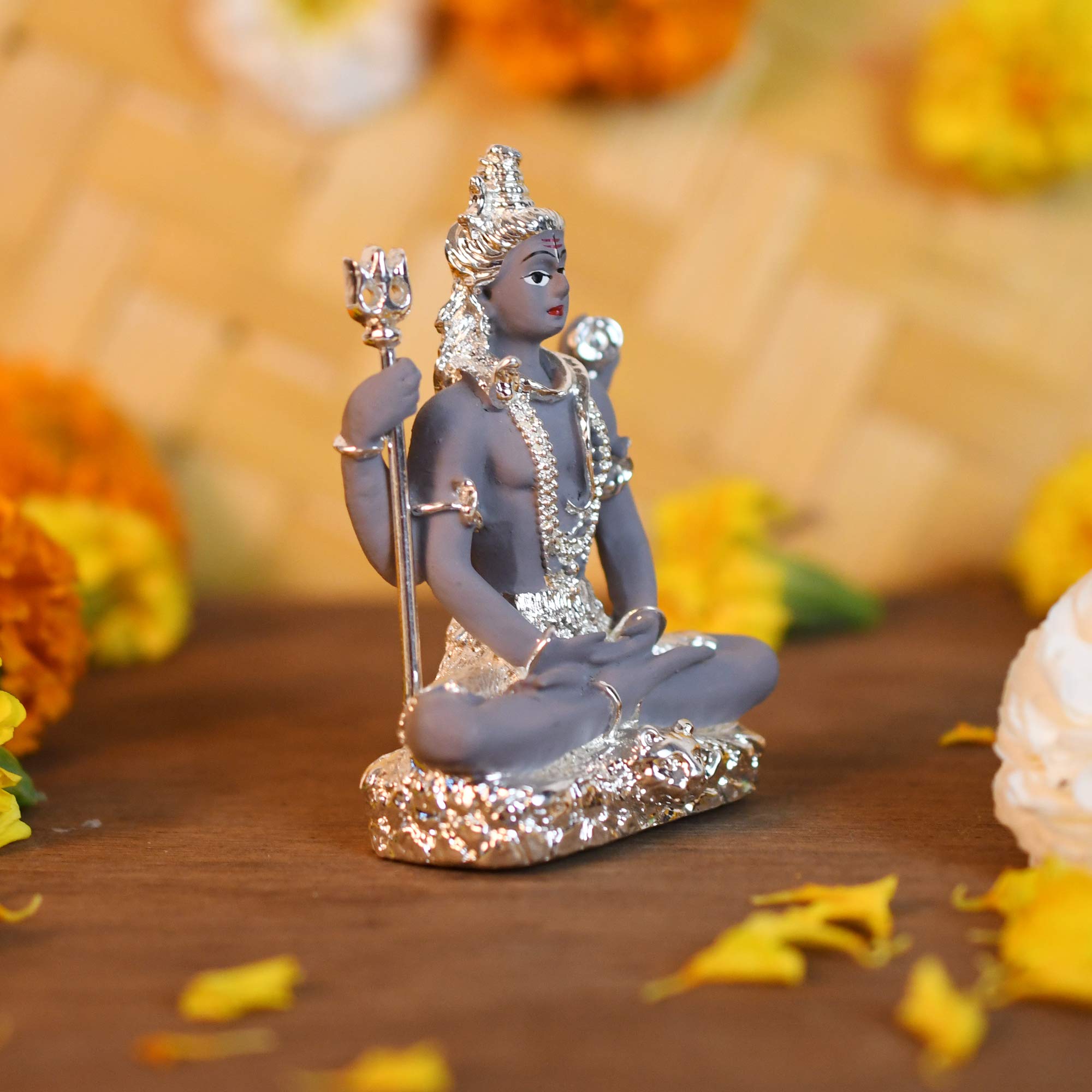Collectible India Ceramic Military Electroplating Shiva Idol, 3.4 Inches, Multicolour - Image 2 thumbnail