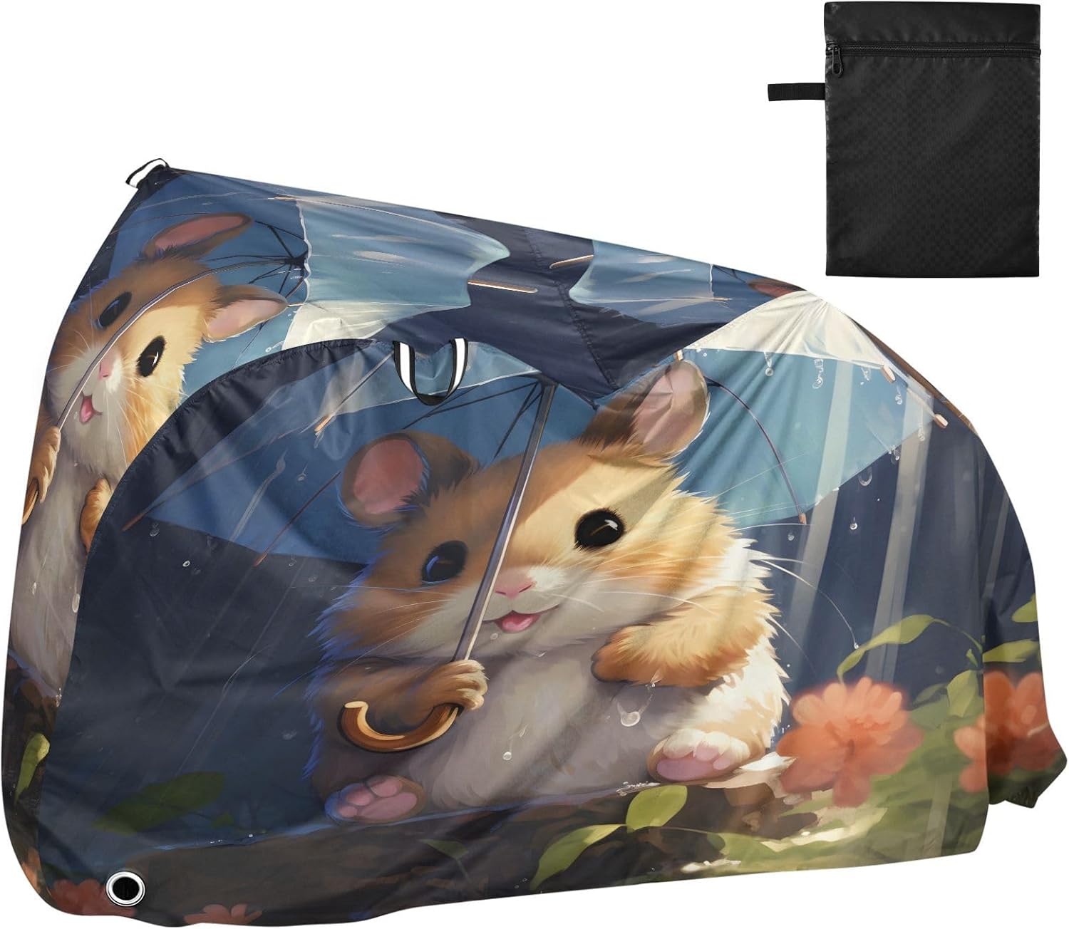 ALAZA Cute Hamster Bike Cover Waterproof Outdoor Ebike Bicycle Covers Tarp Protection for 1/2 Bikes, Sun UV Dust Wind Proof