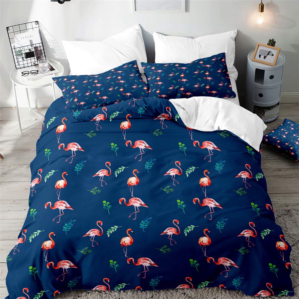 Morbuy Boys Blue Flamingo Flamingo Duvet Cover Set For Single Double Super King Size Bed, 3D Printed Microfiber Bedding Sets Duvet Set With Pillowcases And Quilt Case (,Super King-220X260cm)