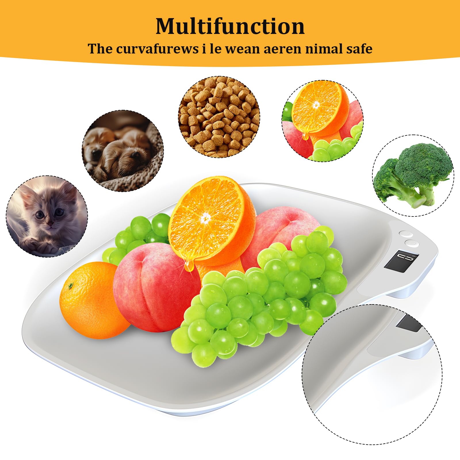 Tierwaage für Kleine Tiere, Hundewaage 15Kg (±1gram), LCD Digitale Katzenwaage mit 4 Wiegemodi (kg/oz/lb/ml), Kleine Digitalwaage Haustierwaage für Katzen,Haustiere, Küche (36 x 26cm) (15KG)