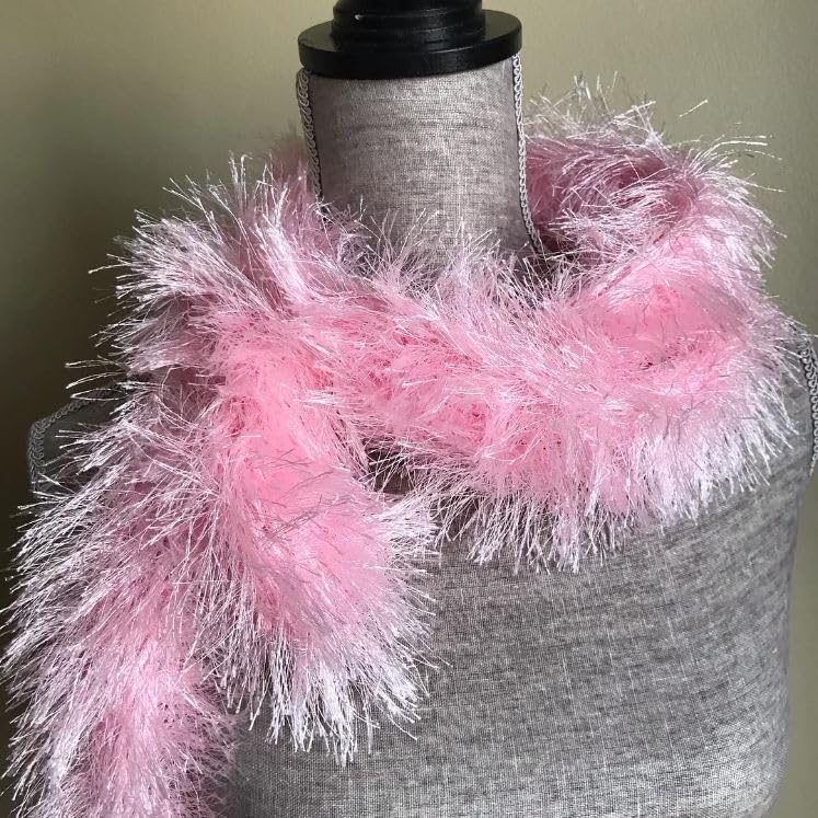 Image of Eyelash Fun Fur Yarn Premium 100% Polyester 164 Yds (150 Mt), 3.53 Oz (100 Gr) Colorful Crochet Yarn Dıy Hand Knitting. (Pink, 1 Skein)