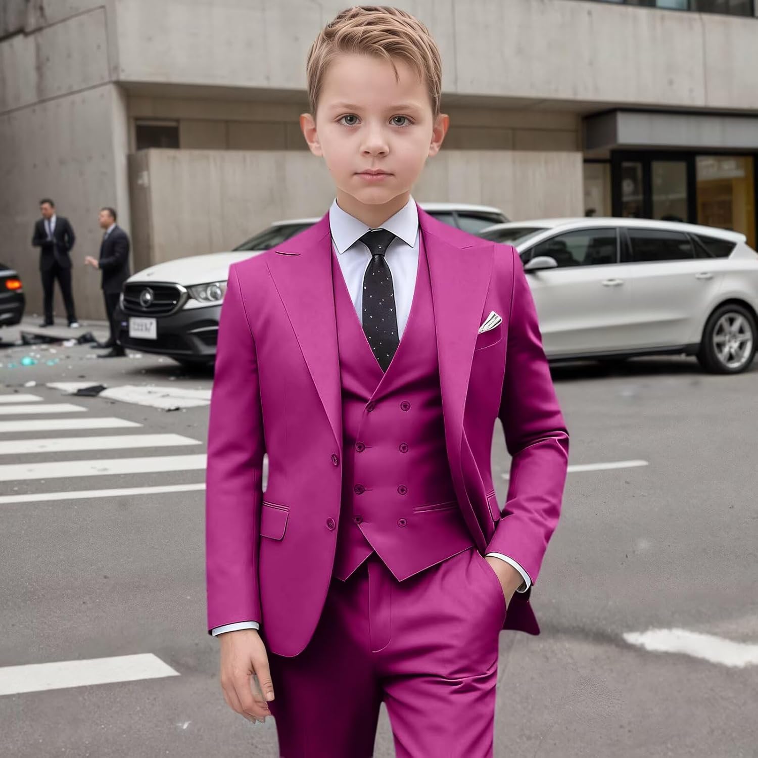 Boys Suits 3 Piece Suits for Kids Formal Blazer Vest Pants Tuxedos for Wedding Dinner Party