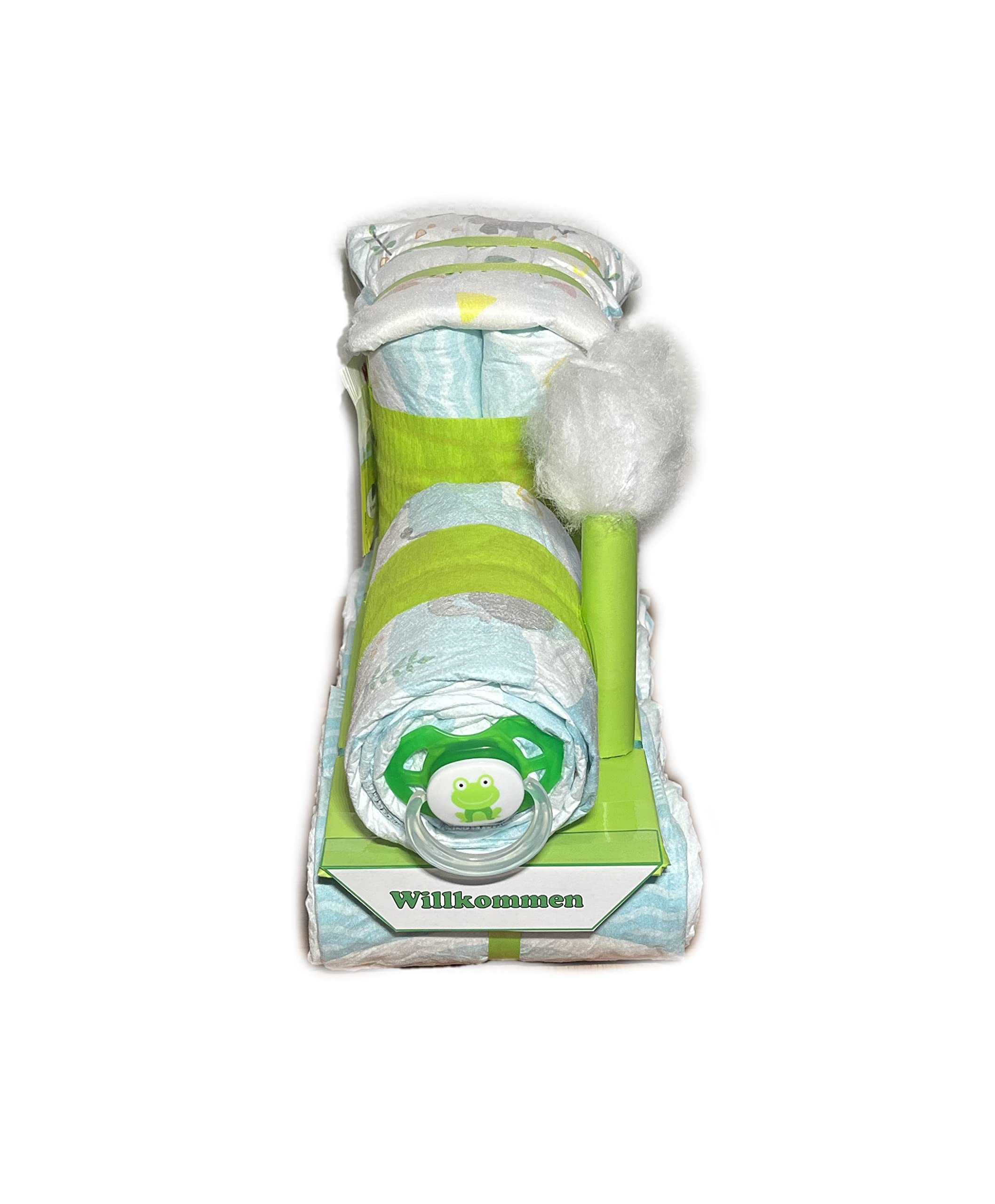 Windeltorte | Windellokomotive Windellok grün| Windelzug | Windelgeschenk Junge oder Mädchen neutral