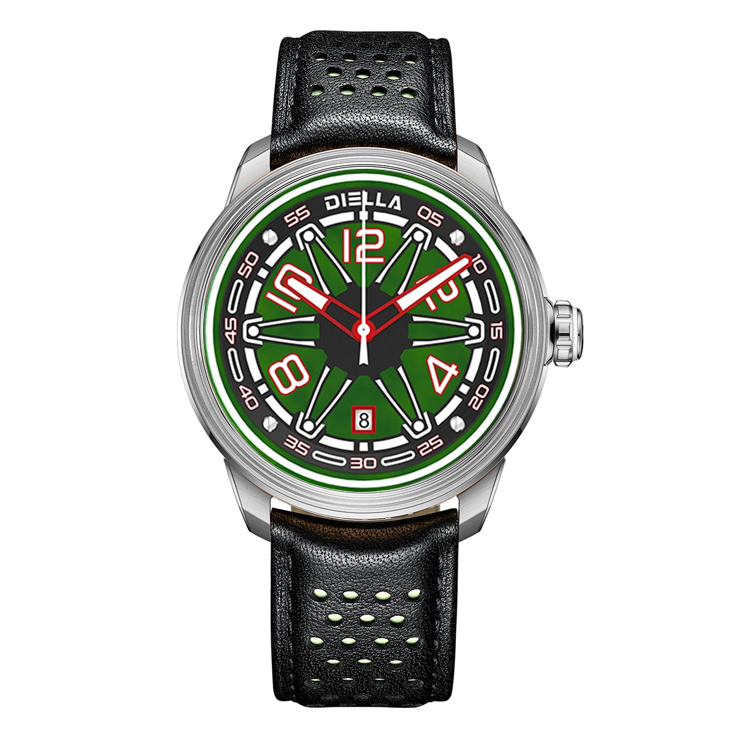 Diella Automatic Watches for Men Black Leather Mechanical Men’s Wrist Watches Waterproof Luminous Analog Watches with Date (Model:AD6029), Silver, Running,hiking,walking,climbing,camping, fishing, (B0BBMBPW8P) Amazon Price History, Amazon Price Tracker