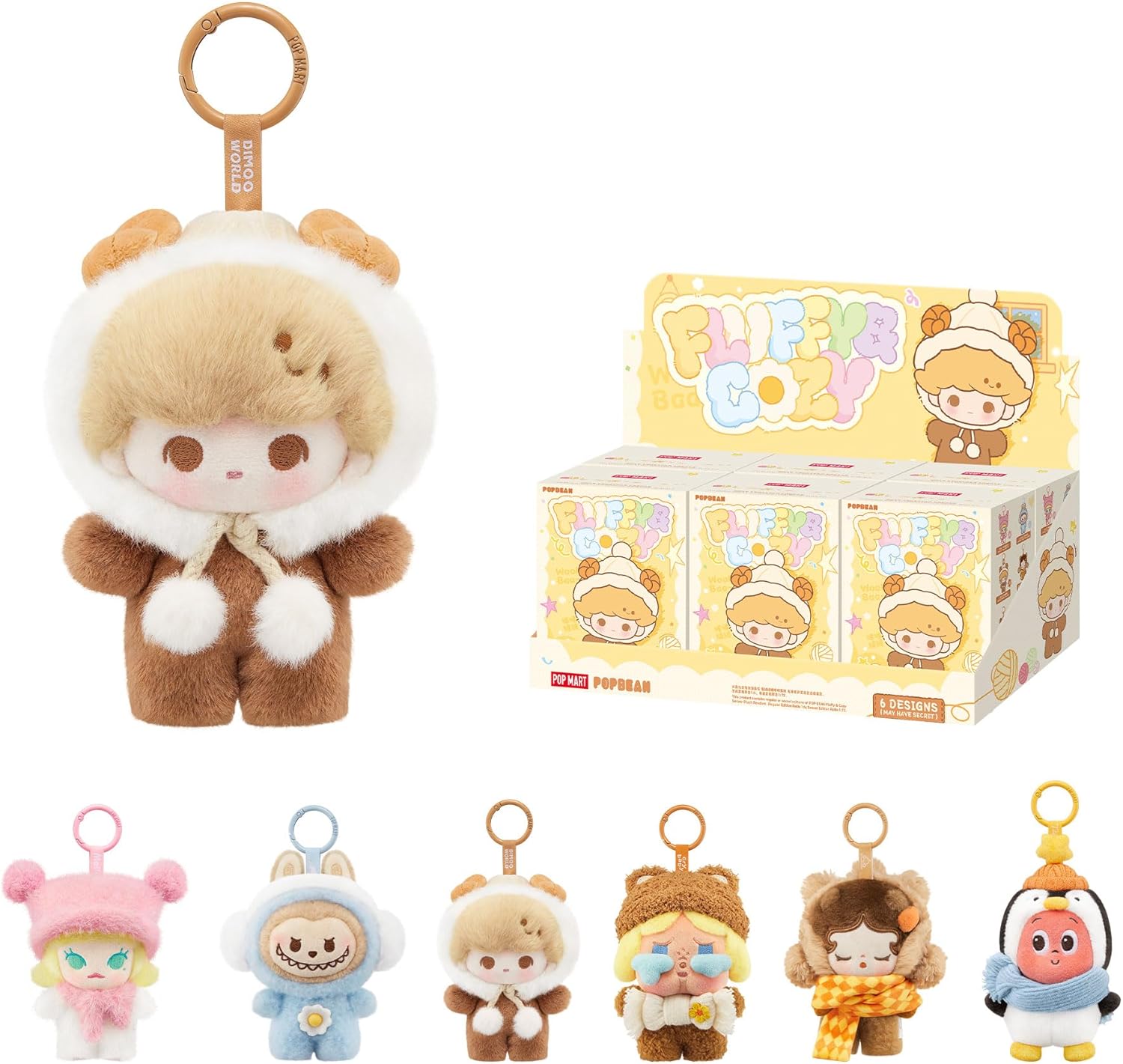 POP MART POP Bean Fluffy & Cozy Series-Plush Pendant Blind Box Figures, Collectible Toys Home Decorations, Holiday Birthday Gifts for Girls and Boys, Whole Set