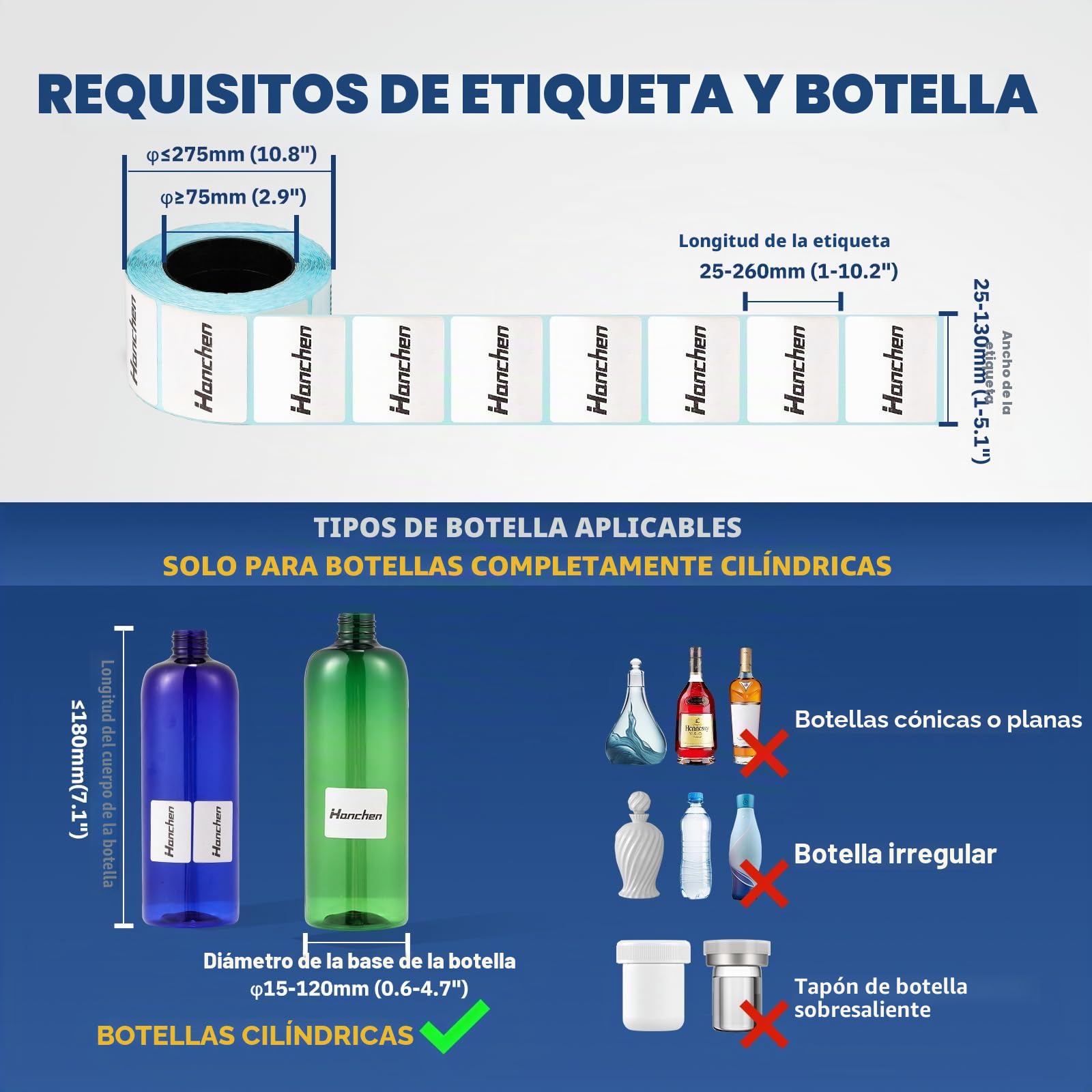 Hanchen Máquina etiquetadora manual de botellas redondas MT-30 para ancho de 10-110 mm, longitud de 10-300 mm (con asa)