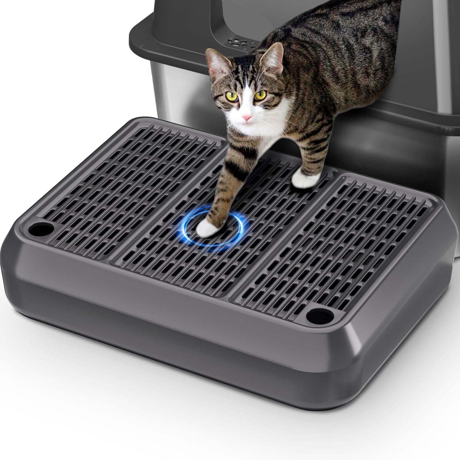 Large Cat Litter Box Step/Ramp16 x11 Anti-Tracking Litter Catcher Mat Double Layer Washable Kitty Trapping Tary Easy Clean, Also for Kitten & Elderly Cats Ramp