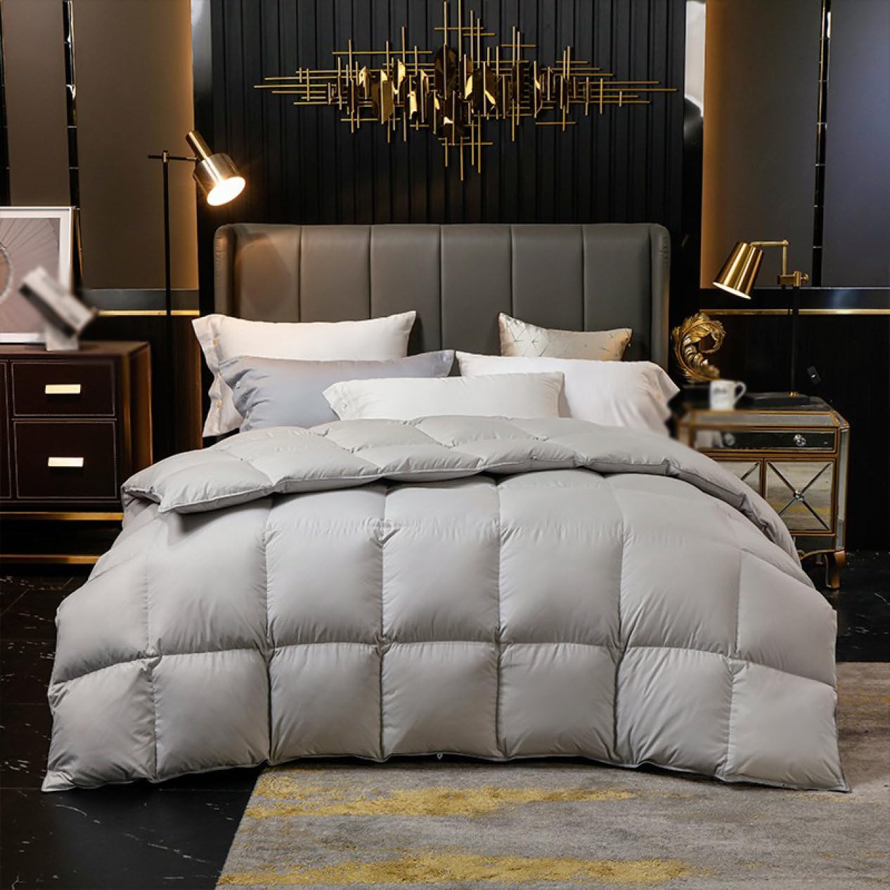 Couette en duvet gris enveloppante de 4kg pour des nuits sereines et douillettes
