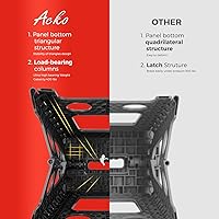 Vista 3 de ACKO Taburete plegable de 16 pulgadas con capacidad de 400 libras, taburetes de plástico para adultos y niños, taburetes plegables para cocina, Negro