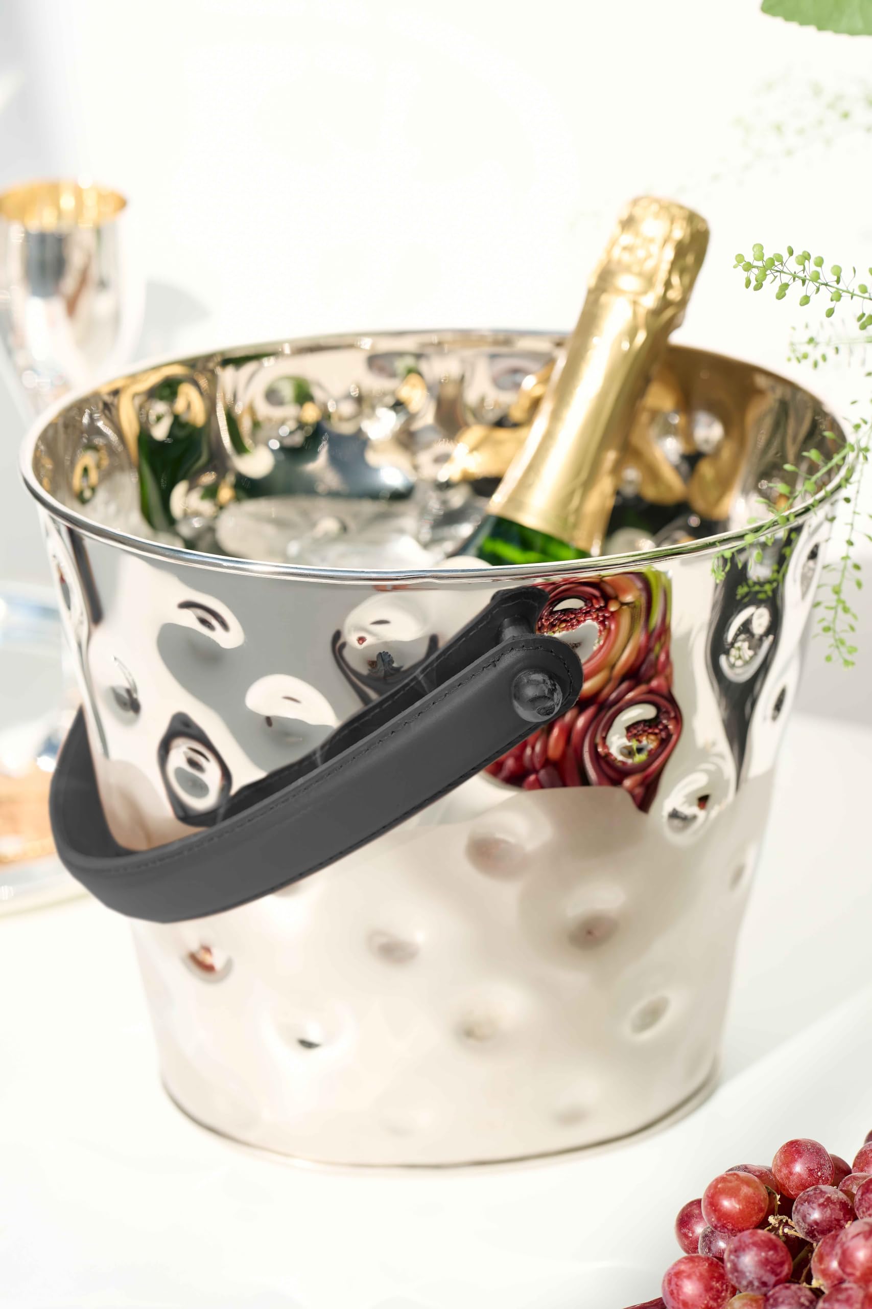 EDZARD Champanera Gideon (26 x 21 cm, H 23 cm), niquelada, martillada – enfriador de vino, enfriador de botellas, cubitera