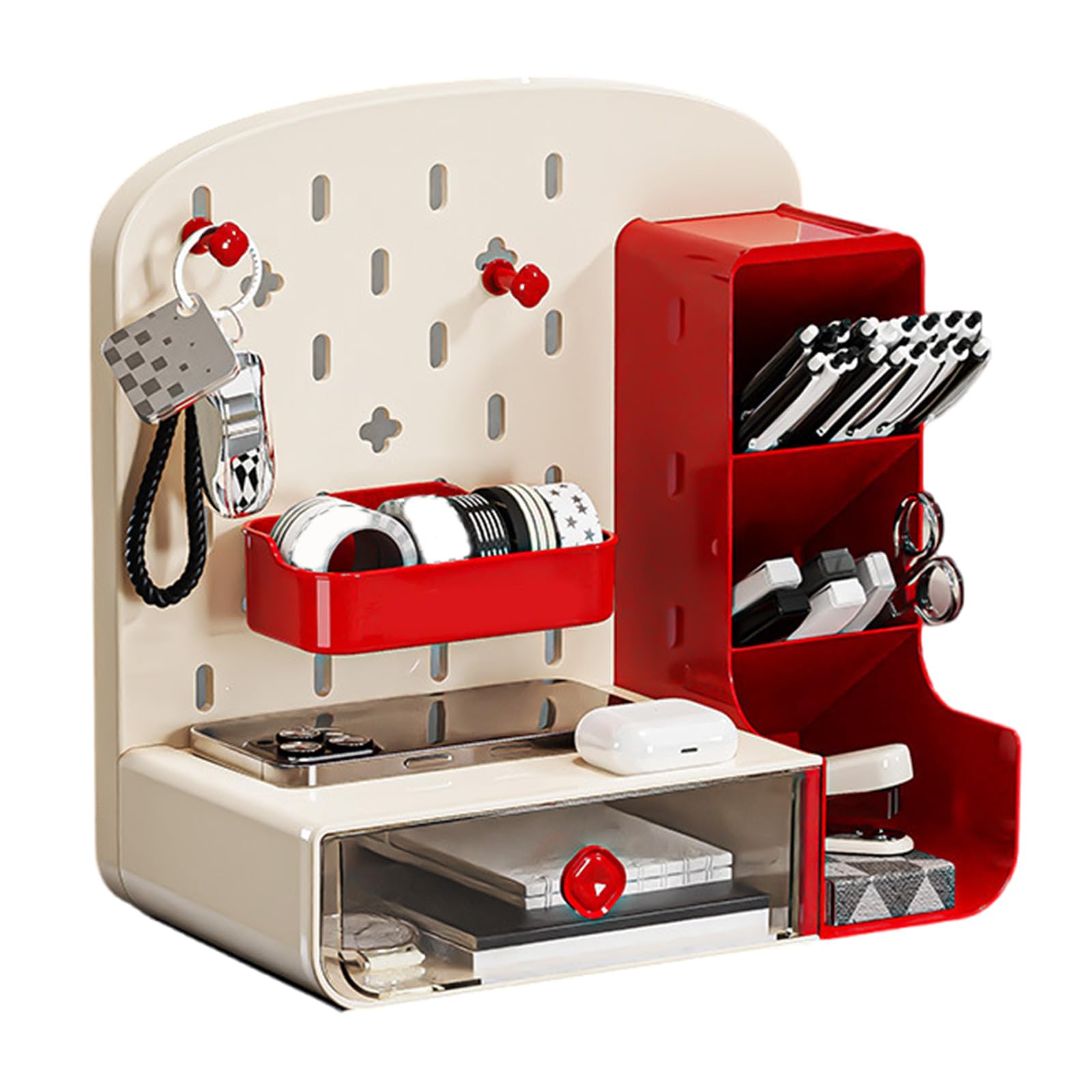carotoe PET Desktop Organizers Drawers Pegboard Designs Makeup Pen Storage School Supplies Home Desk Accessories Multifunctional Desktop Storage