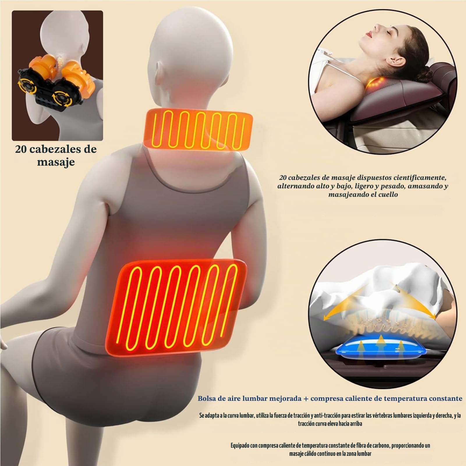 Colchón De Masaje Térmico Masaje Vibratorio Y Masaje De Compresión De Aire, Masajeador De Espalda, Almohadilla De Colchón De Masaje Vibratorio, Para Relajar Dolores Musculares Dormirse
