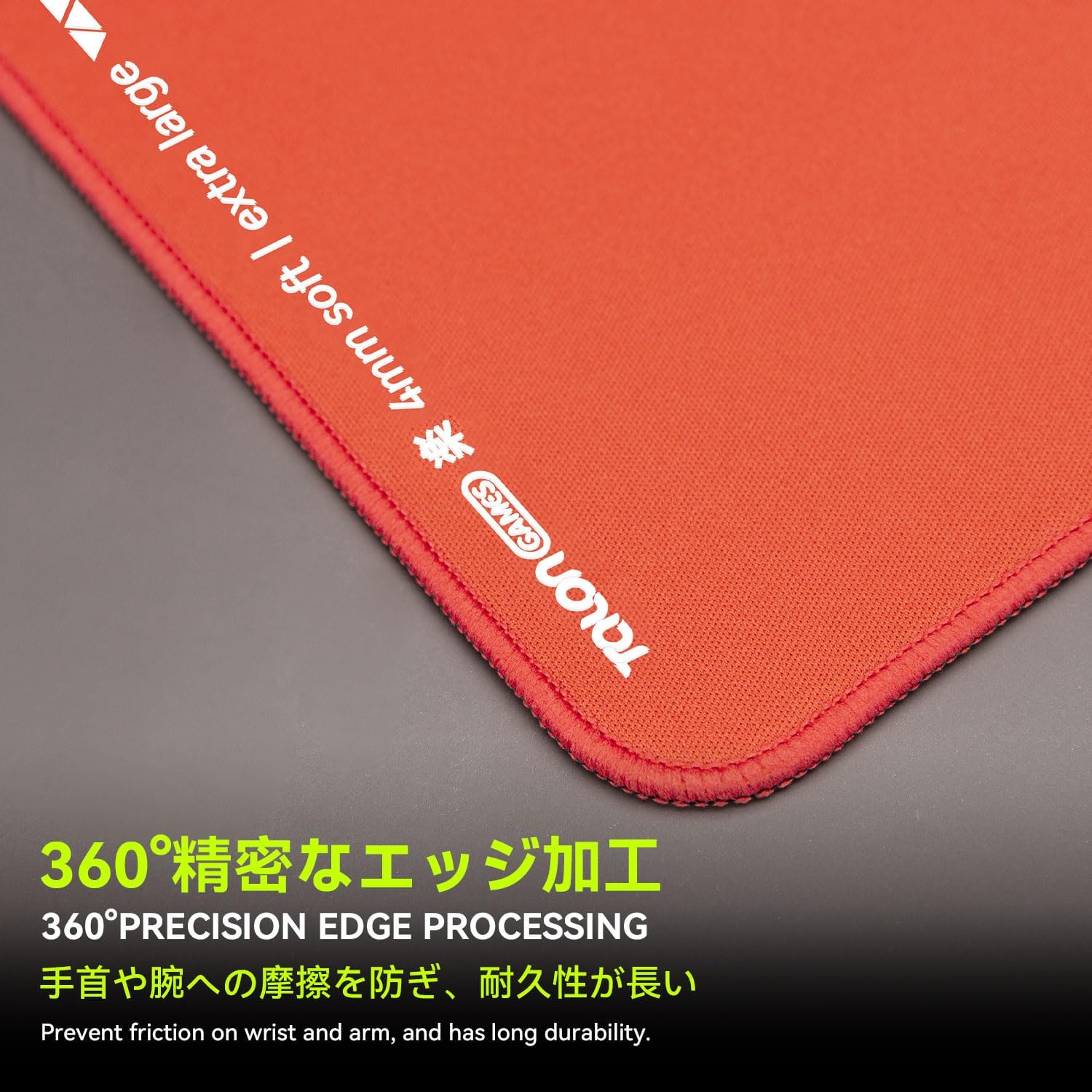TALONGAMES 楽 Series Esports Professional Level Gaming Mouse Pad 4mm Thickness Anti-Slip Base Anti-Fray Precision Stitching Medium to high Glide Speed (Red, 19.3in x 16.5in)