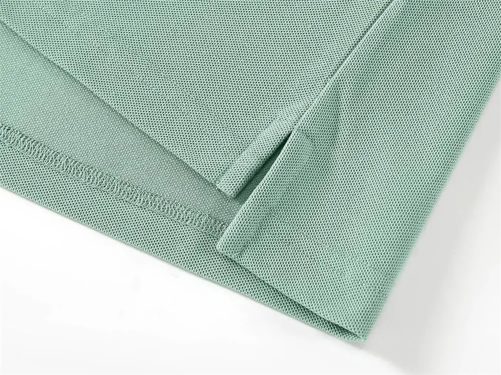 Rfmfkkg Polo da golf da uomo, a maniche lunghe, con risvolto, tinta unita, con bottoni