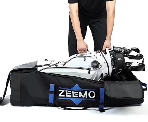 Miniatura 4 de ZEEMO Bolsa de viaje de golf, funda protectora completamente abierta y aprobada por aerolíneas con ruedas para clubes, carrito y bolsa de soporte,