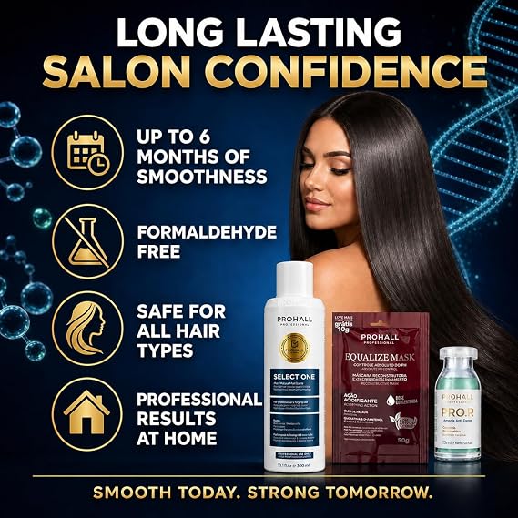 مجمع نفخ علاج الكيراتين البرازيلي - PROHALL SELECT ONE 10.1oz - علاج شعر الكيراتين الخالي من الفورمالديهايد - Queratina Brasilena Keratina Para Alisar el Pelo Sin Formol