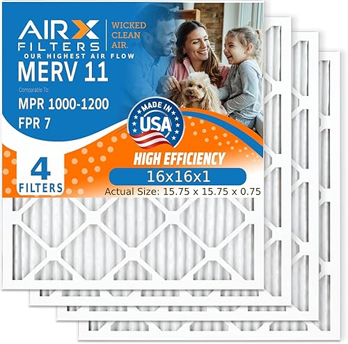Miniatura 25 de AIRX FILTERS WICKED CLEAN AIR. Filtro de aire plisado electrostático MERV 11 de 21.5 x 23.5 x 1, paquete de 4 filtros de horno HVAC AC
