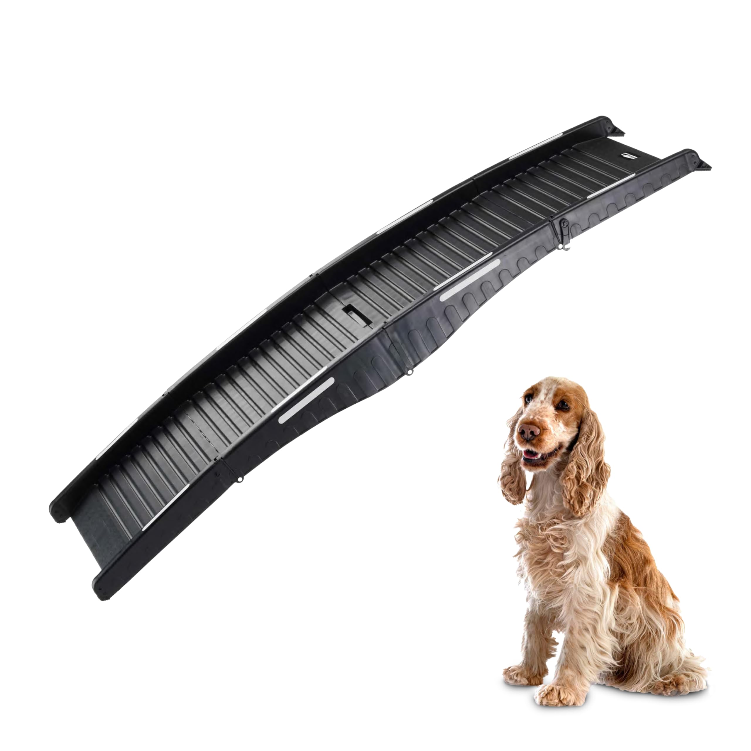 Ferplast Rampe pour Chien Voiture, Pliable, Antidérapante, Poignée, Réfléchissante, jusqu'à 50 kg, L 152 x P 40 cm
