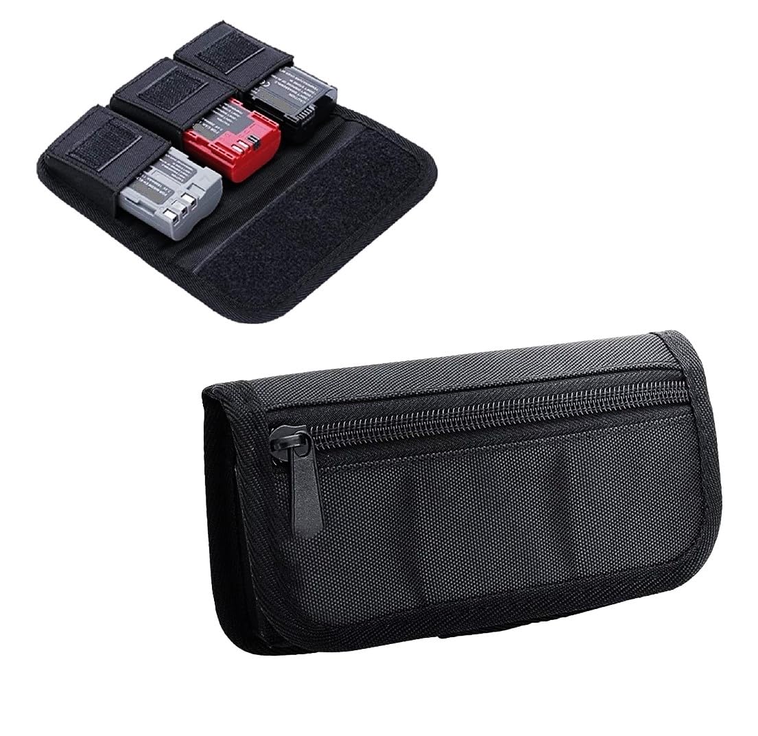 DSLR Battery Holder Storage Case Cum Waist Bag (3 Pocket) Suitable for AA Battery and LP-E6/ LP-E17/ FZ100/ FW50/ F550, with Zipper Pocket for SD Card, Memory Card etc.-picture-12
