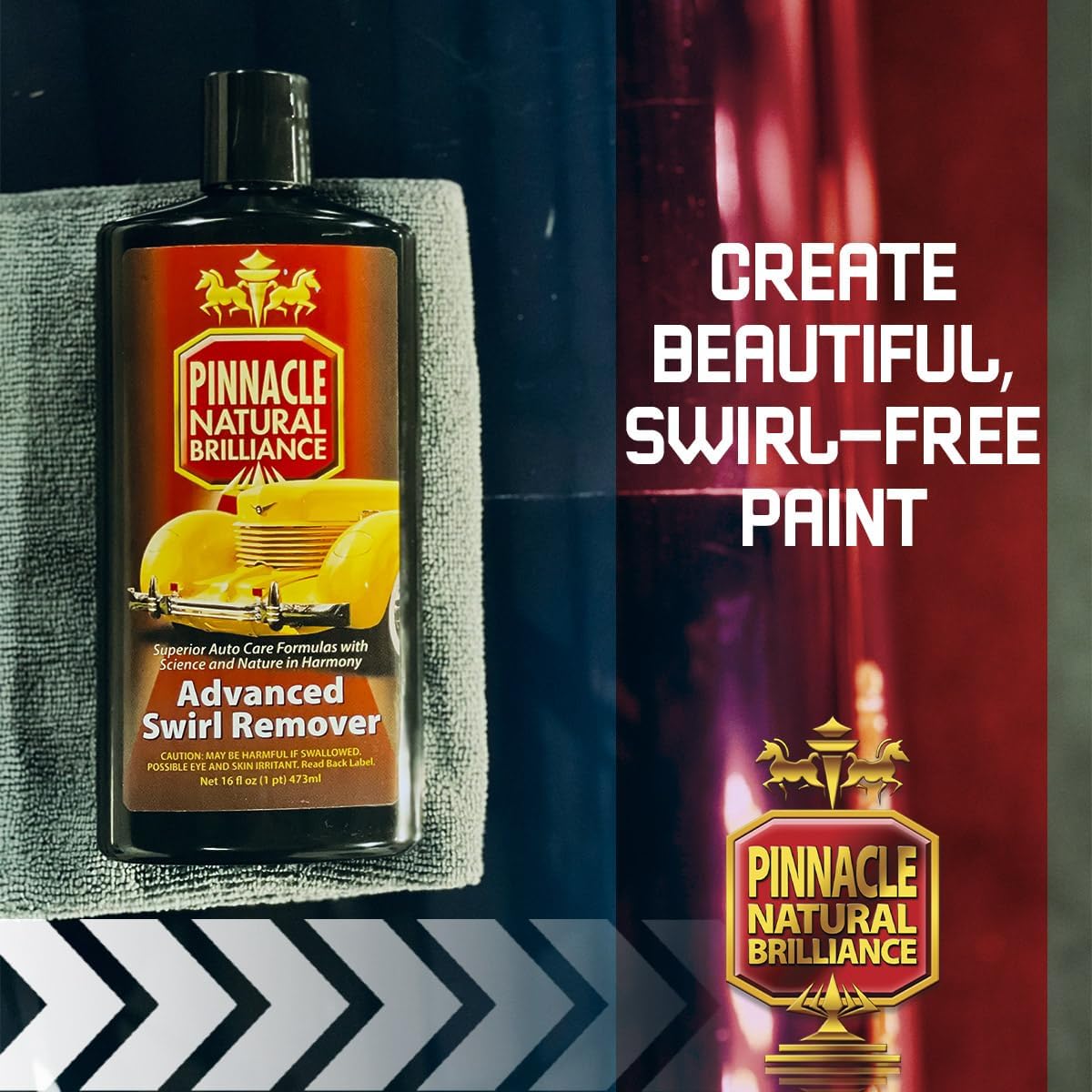 Pinnacle Advanced Swirl Remover | High-Performance Polish for Swirl & Scratch Removal | Restores Depth, Clarity & Shine on Clear Coats & Painted Surfaces | Easy Application | PIN-220 | 16oz