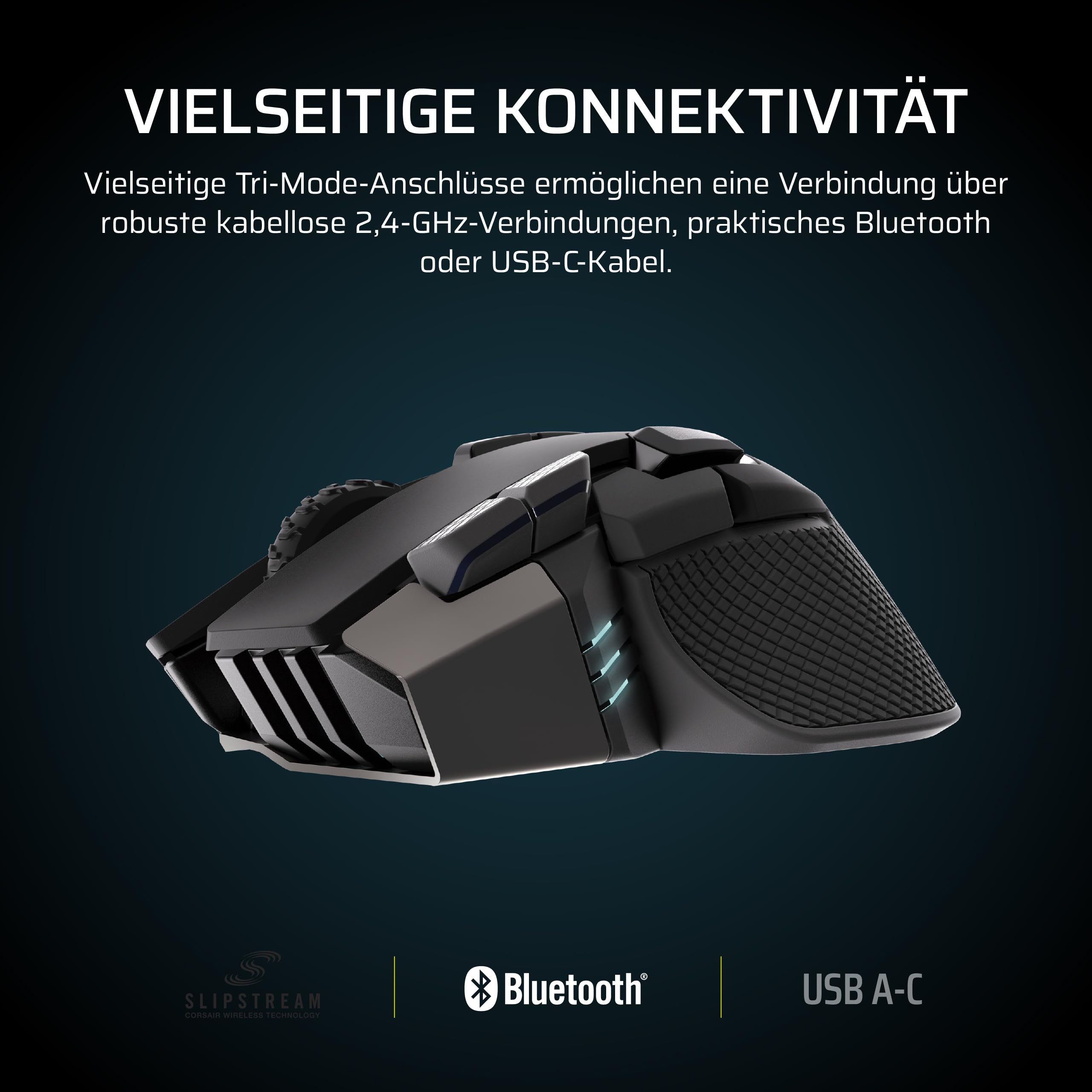 Corsair IRONCLAW Wireless SE Gaming-Maus Schwarz 26,000 DPI Ergonomisches Design 10 Programmierbare Tasten