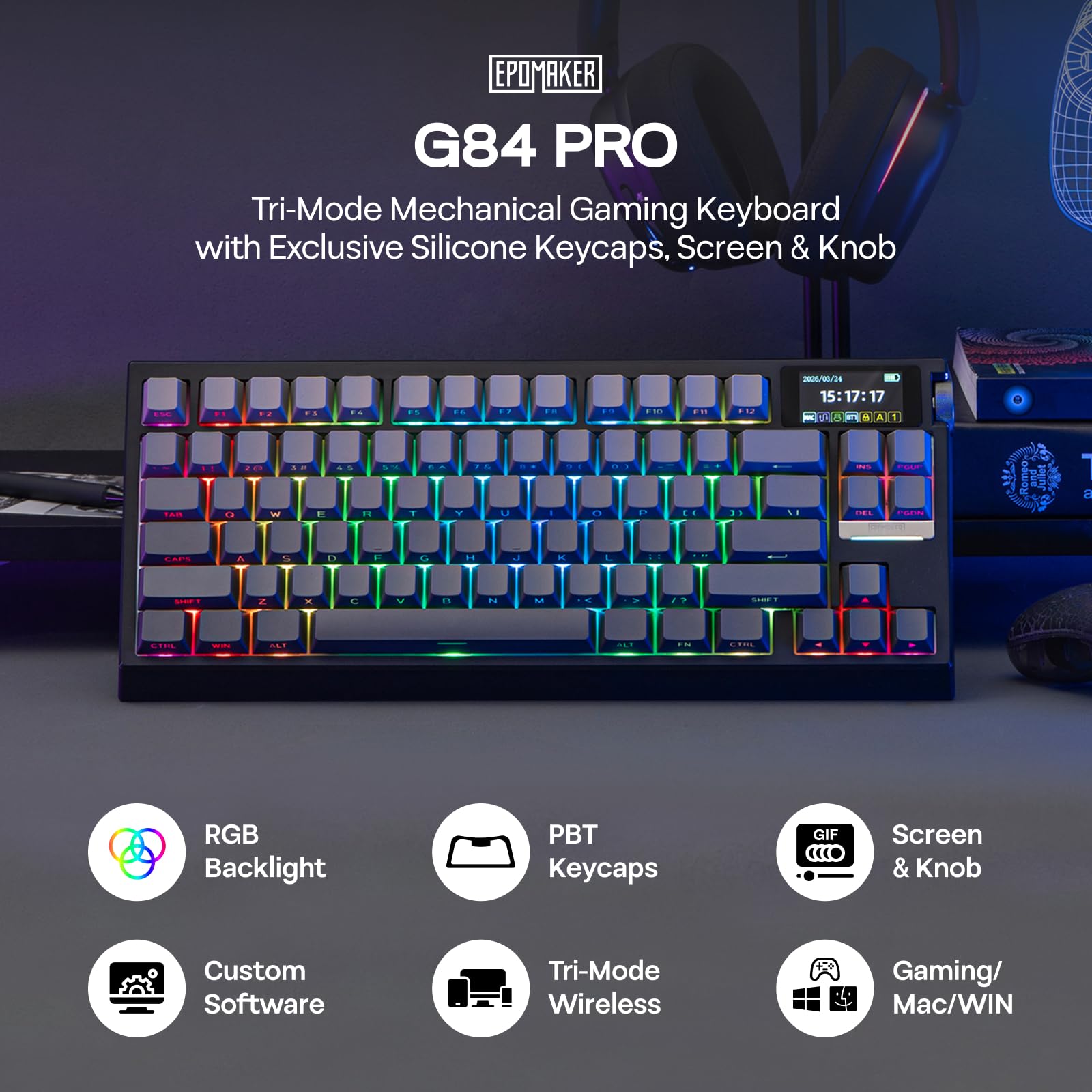 Amazon.com: EPOMAKER G84 PRO Wireless Gaming Keyboard w