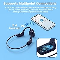 Vista 5 de Open-Ear Bluetooth Bone Conduction Sport Headphones Sweat Resistant Wireless Earphones Open Ear Earbuds Wireless Bluetooth Headset with Mic for