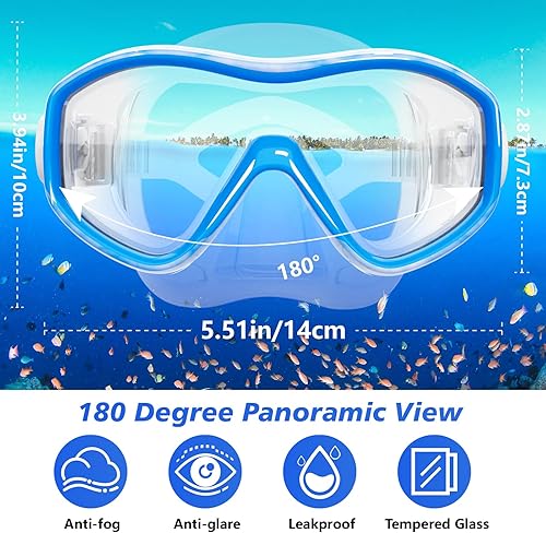 Miniatura 3 de Gafas de natación para niños con cubierta para la nariz, máscara de buceo de esnórquel para niños y niñas de 5 a 15 años, gafas de natación antivaho