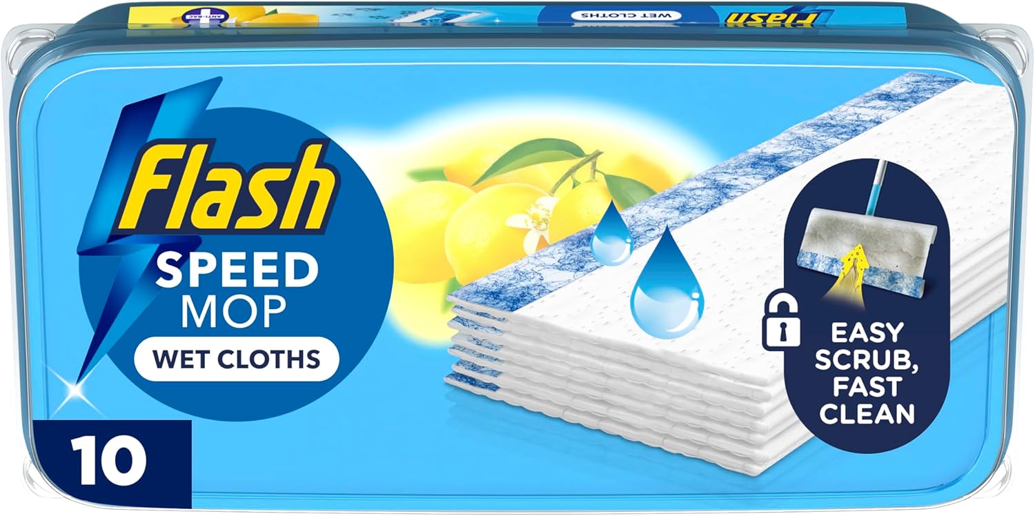 Flash Speedmop Floor Cleaner Antibac Lemon Wet Floor Cleaning Wipes, 6 X 10