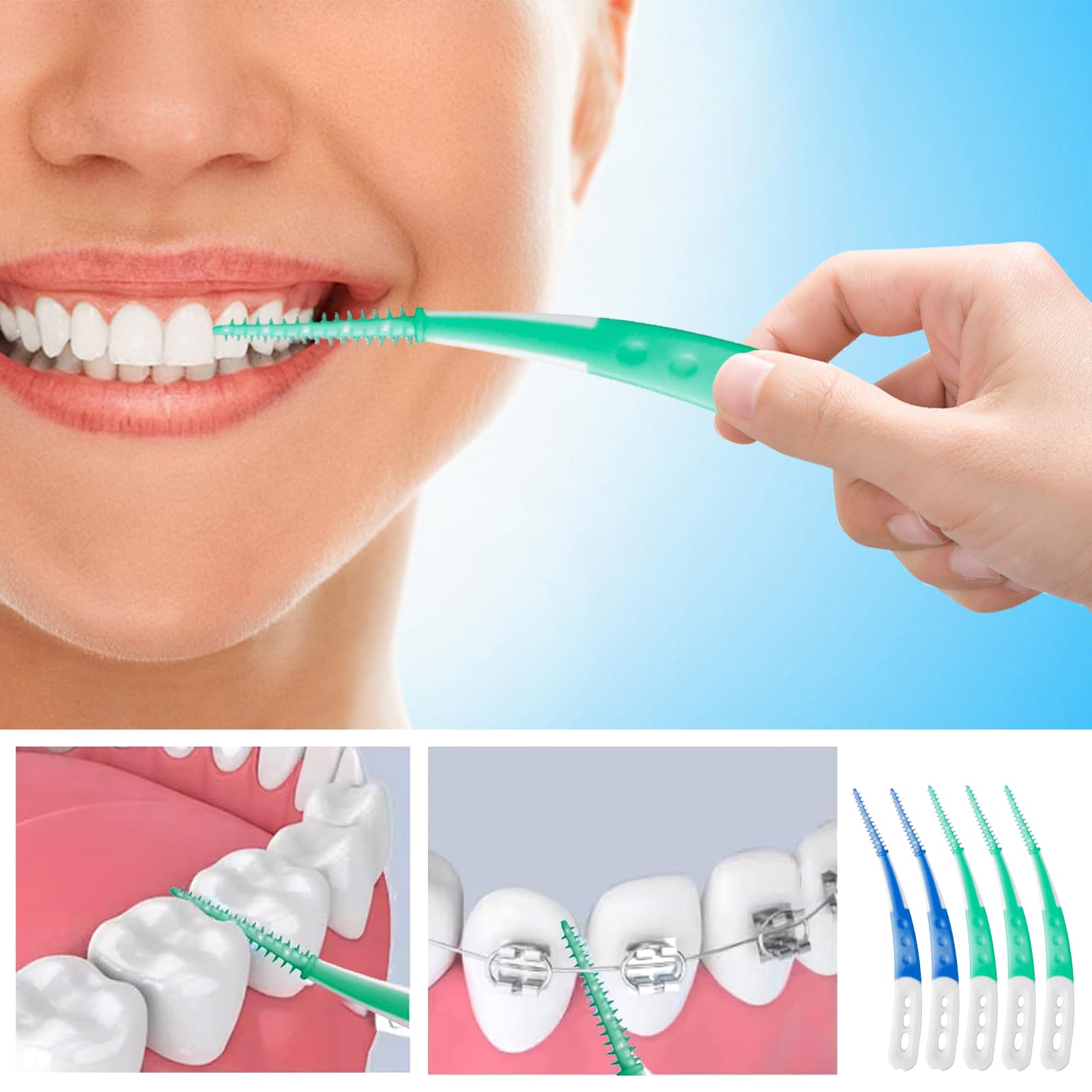 120 Pezzi Scovolini Dentali - Pulisci Denti - Spazzola Dentale Portatile Con Coperchio, Ideali Per Pulire Le Zone Difficili Da Raggiungere Dei Denti,E Sono Comodi Da Portare Con Sé