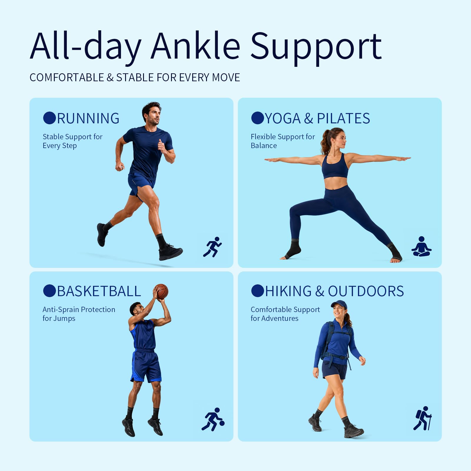 Calcetines ajustables para pies, tobillera de compresión con gel de silicona, soporte de arco – aumenta la recuperación de dolor en las articulaciones, esguinces, fascitis plantar