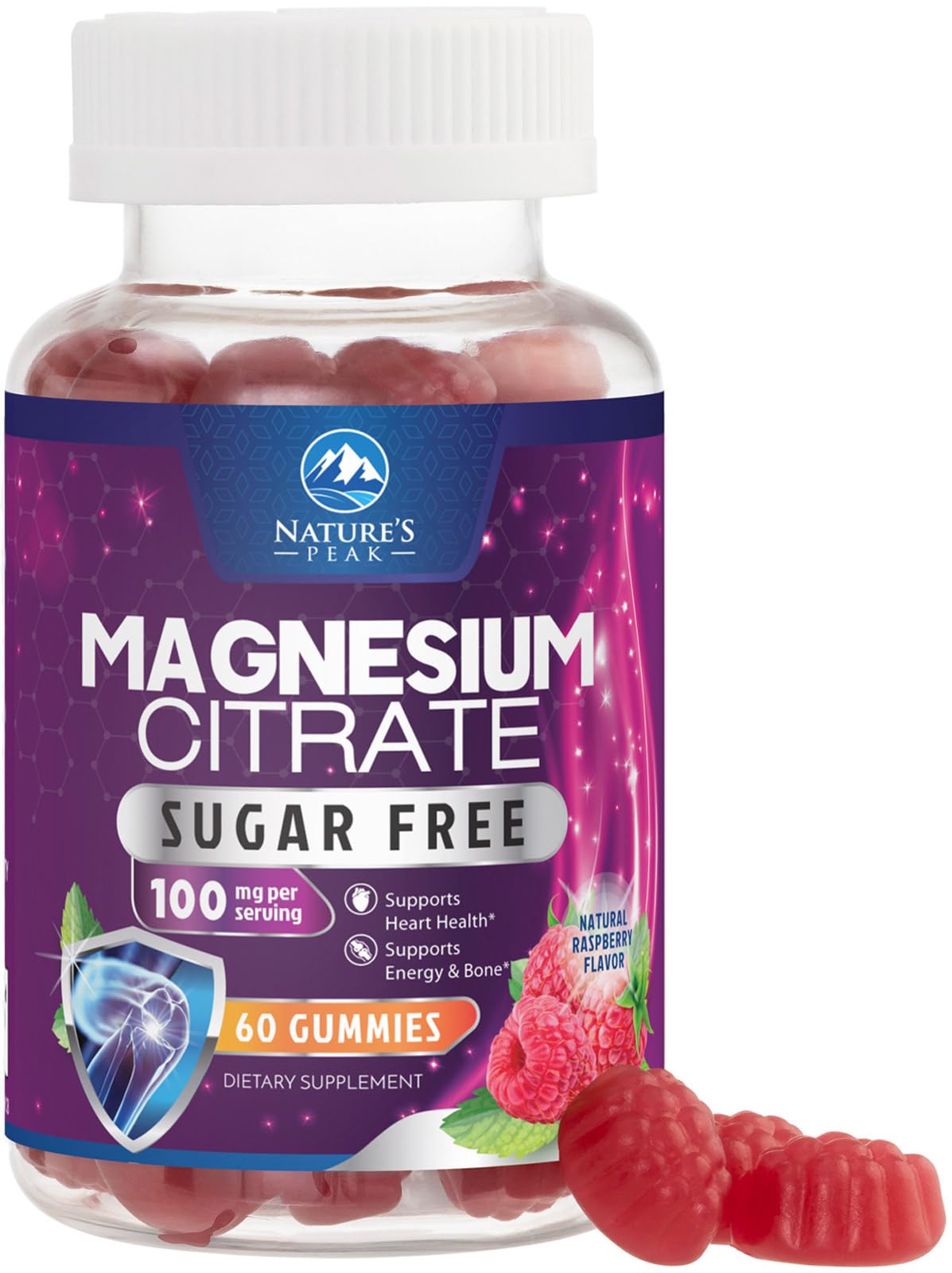 Magnesium Citrate Supplement Gummies Sugar-Free, High Absorption Magnesium Gummy Supplements for Women & Men, Supports Sleep, Heart Health, Bones and