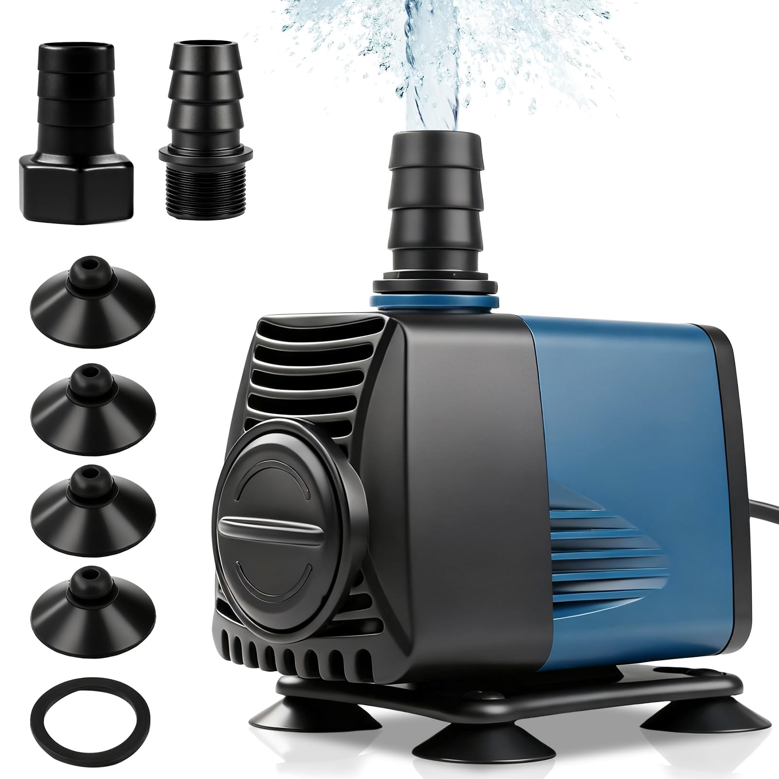 Nikou Kompaktowa i cicha pompa zatapialna 25 W 2000 l/h - Pompa do zbiornika wodnego - Pompa do filtrowania - Pompa strumieniowa do użytku zarówno w wodzie jak i na lądzie