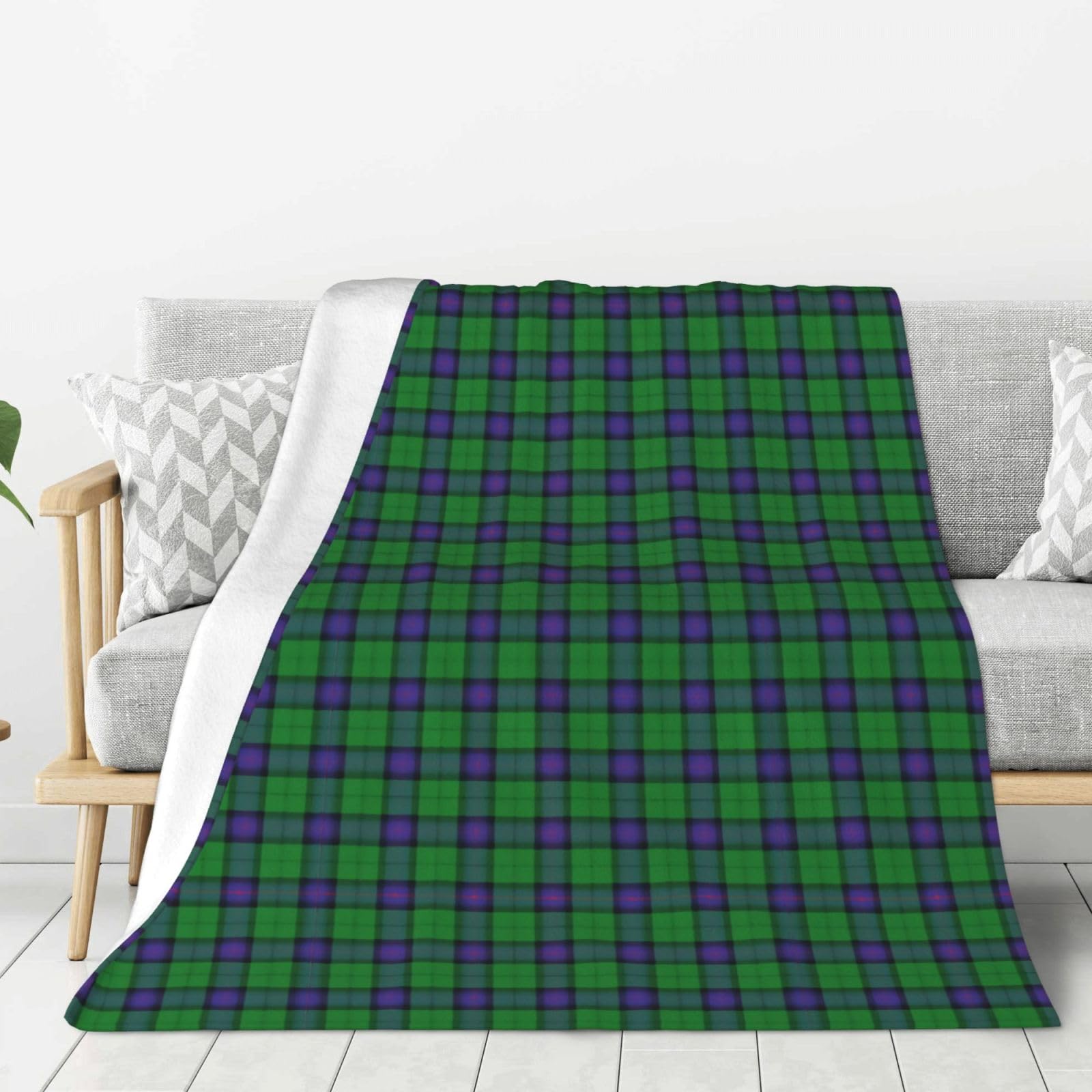asbwuo Scottish Clan Armstrong Tartan Plaid Anti Pilling Grid Printed Flannel Thickened Double-Sided Home and Travel Dual-Use Blanket 50"X40"