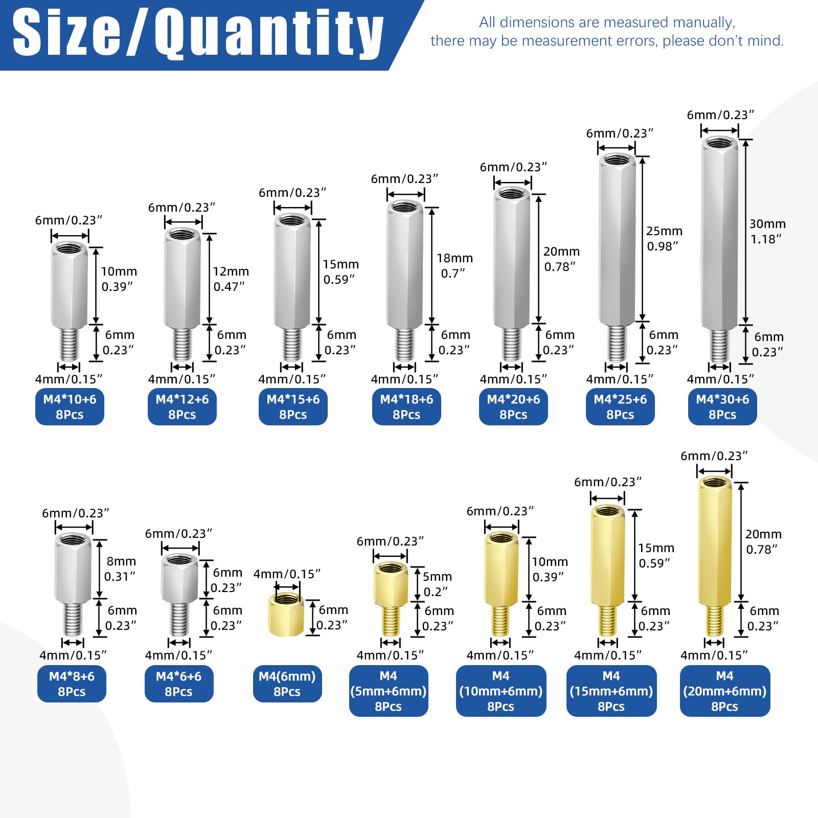 Glarks 192pcs M4 Carbon Steel & Nylon & Brass Standoff Set Hex Mount Spacer Motherboard Spacer Male-Female Spacer Standoff with Pan Head Screw Nylon Screw Nut and Hex Nut for PCB Quadcopter Drone - Image 3